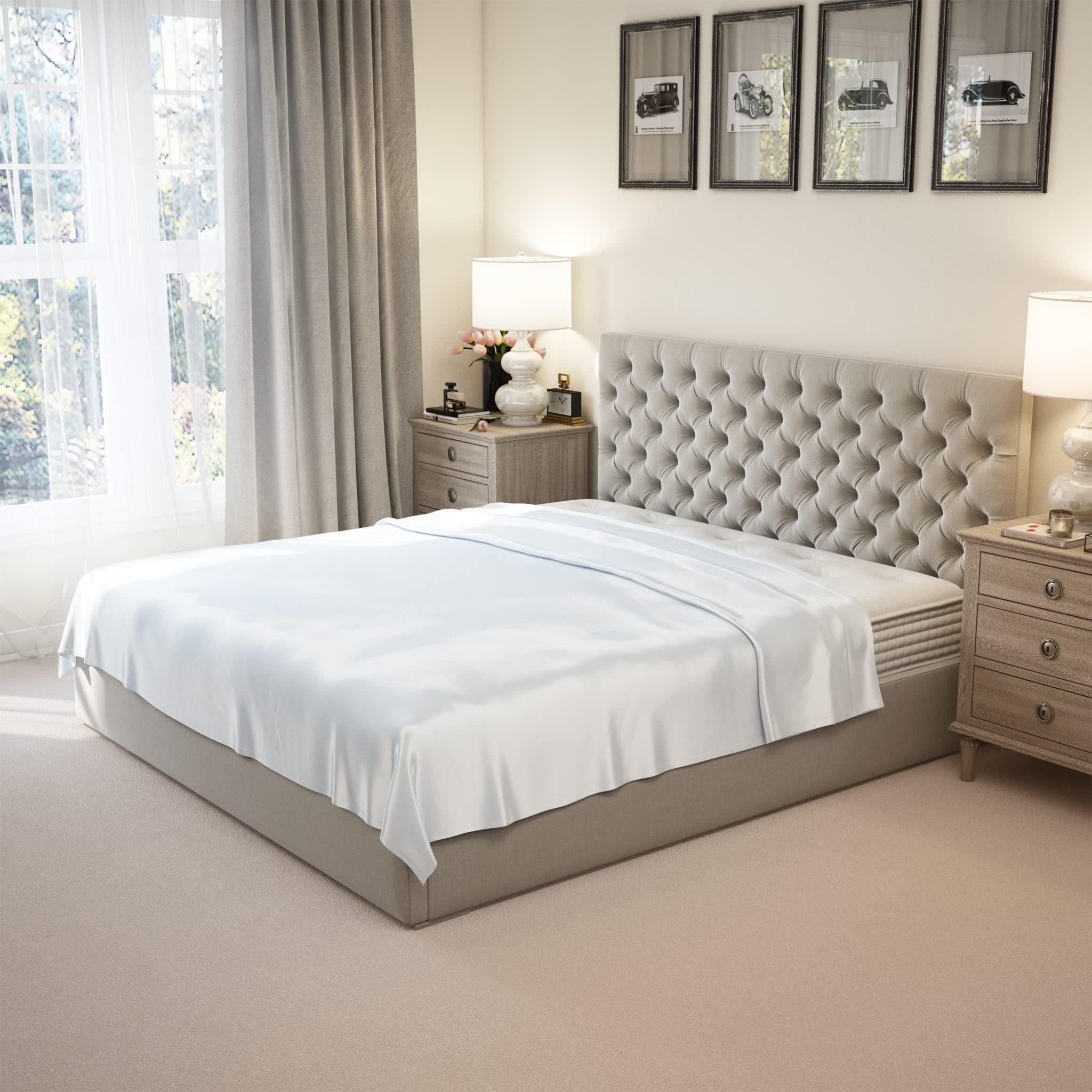 Mulberry Park 100% Pure 6A Grade Queen Size Silk Flat Sheet - 22 Momme Luxury Mulberry Silk Bedding, Breathable & Ultra-Soft, Oeko-TEX Certified (White) - Perfect for Allergy Relief & Temperature Regulation in All Seasons