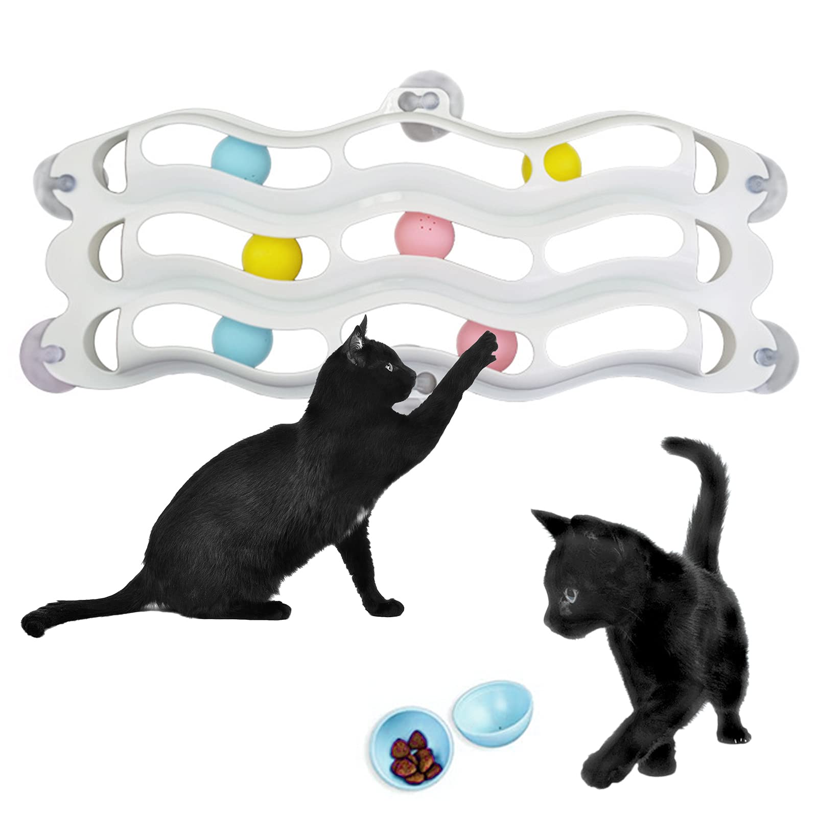 DYBITTS 3-Tier Cat Window Perch with Scratching Post - Interactive Cat Toy for Exercise & Mental Stimulation - Fun Wall-Mounted Self-Play Toy for Indoor Cats - Perfect for Window Watching & Playtime