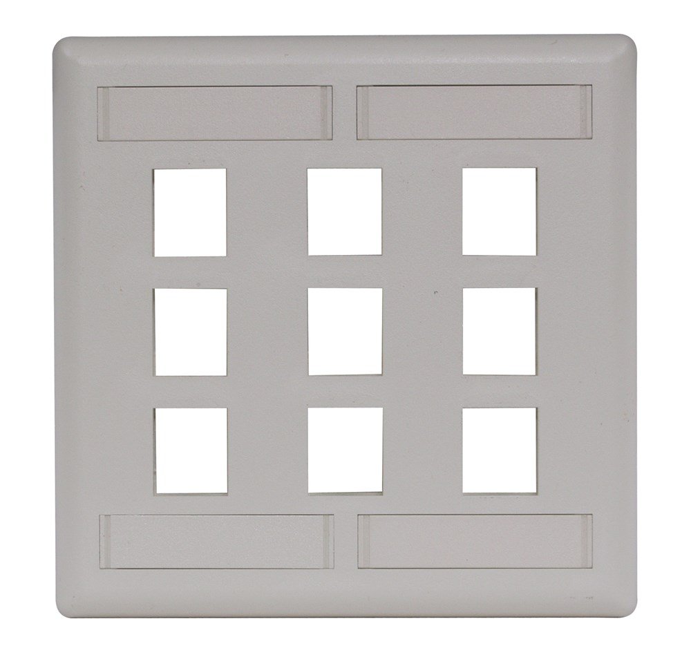 Hubbell IFP29OW 2 Gang 9 Port Flush Phone Data Multimedia Wall Plate - Office White (Pack of 10) - Ideal for Office Networking & Home Media Setup