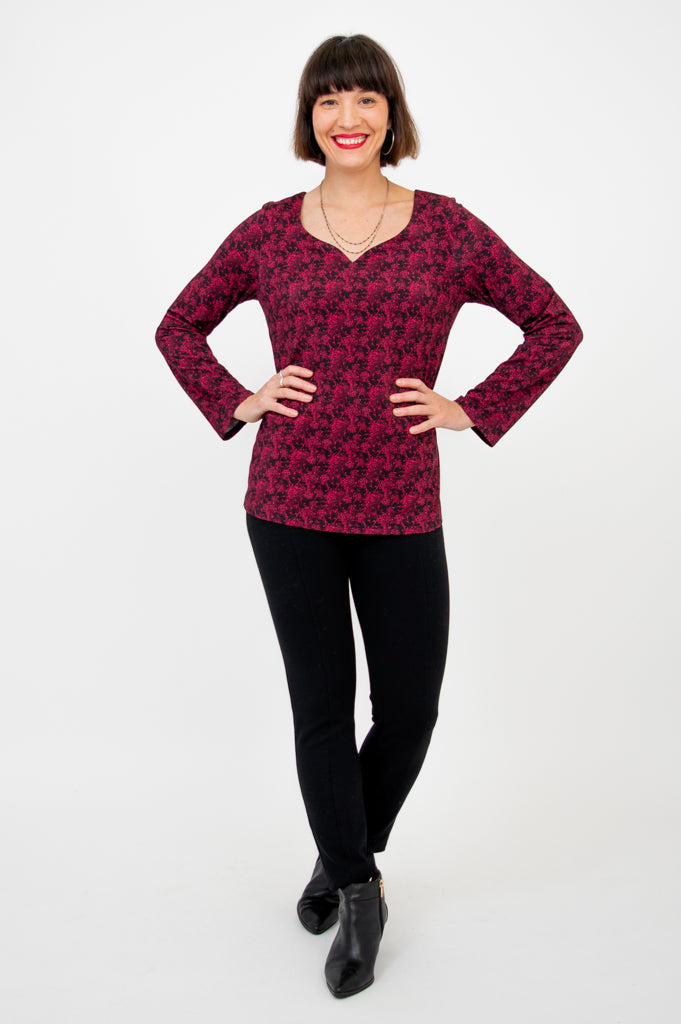 Annette Long Sleeve Top - Soft Bamboo Fabric, Elegant Bazar Style for Women - Perfect for Casual Wear, Office Outfits & Layering