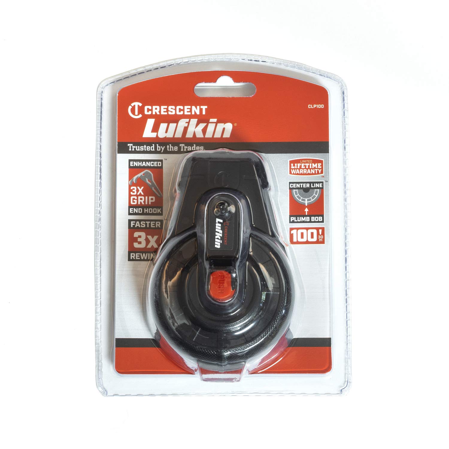 Crescent Lufkin CLP100 100-Foot Professional Chalk Reel - Durable Construction for Precise Marking - Perfect for Construction, Carpentry, and DIY Projects