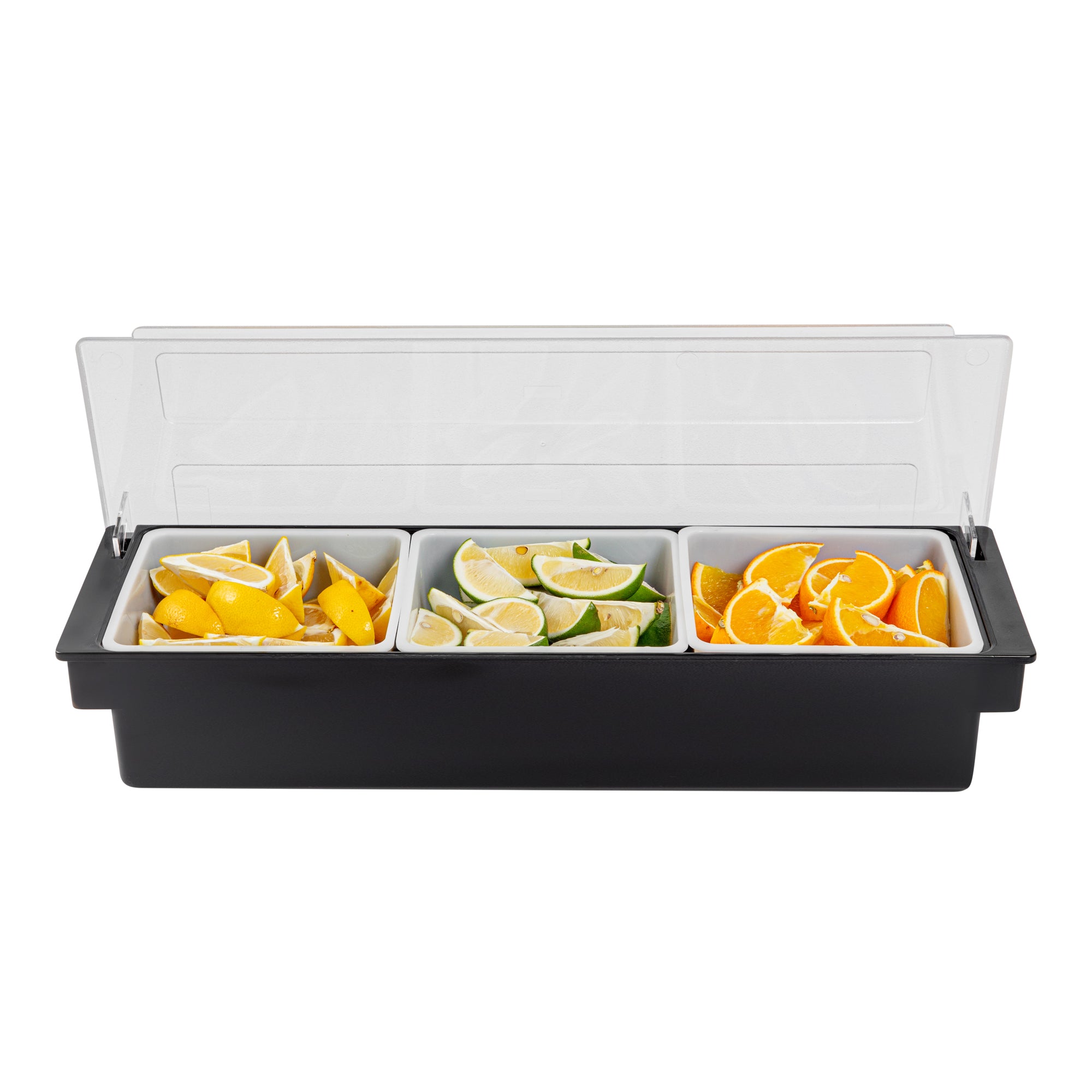 Bar Lux Black Plastic Condiment Caddy - 3 Compartment Organizer (19.5