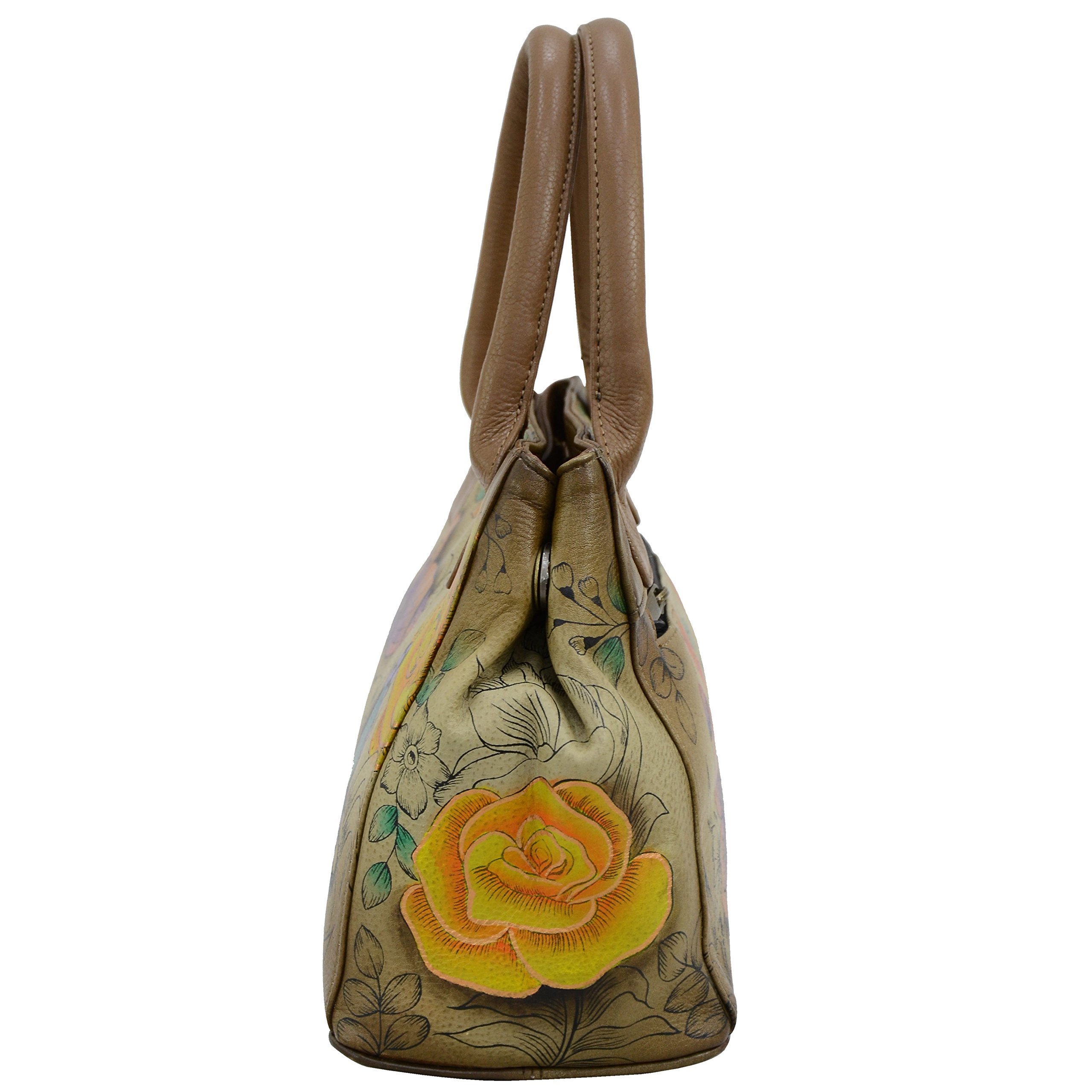 Anuschka Women's Hand-Painted Genuine Leather Convertible Tote Bag - Small Crossbody Purse with Removable Strap & Double Short Handles | Perfect for Work, Travel & Everyday Use
