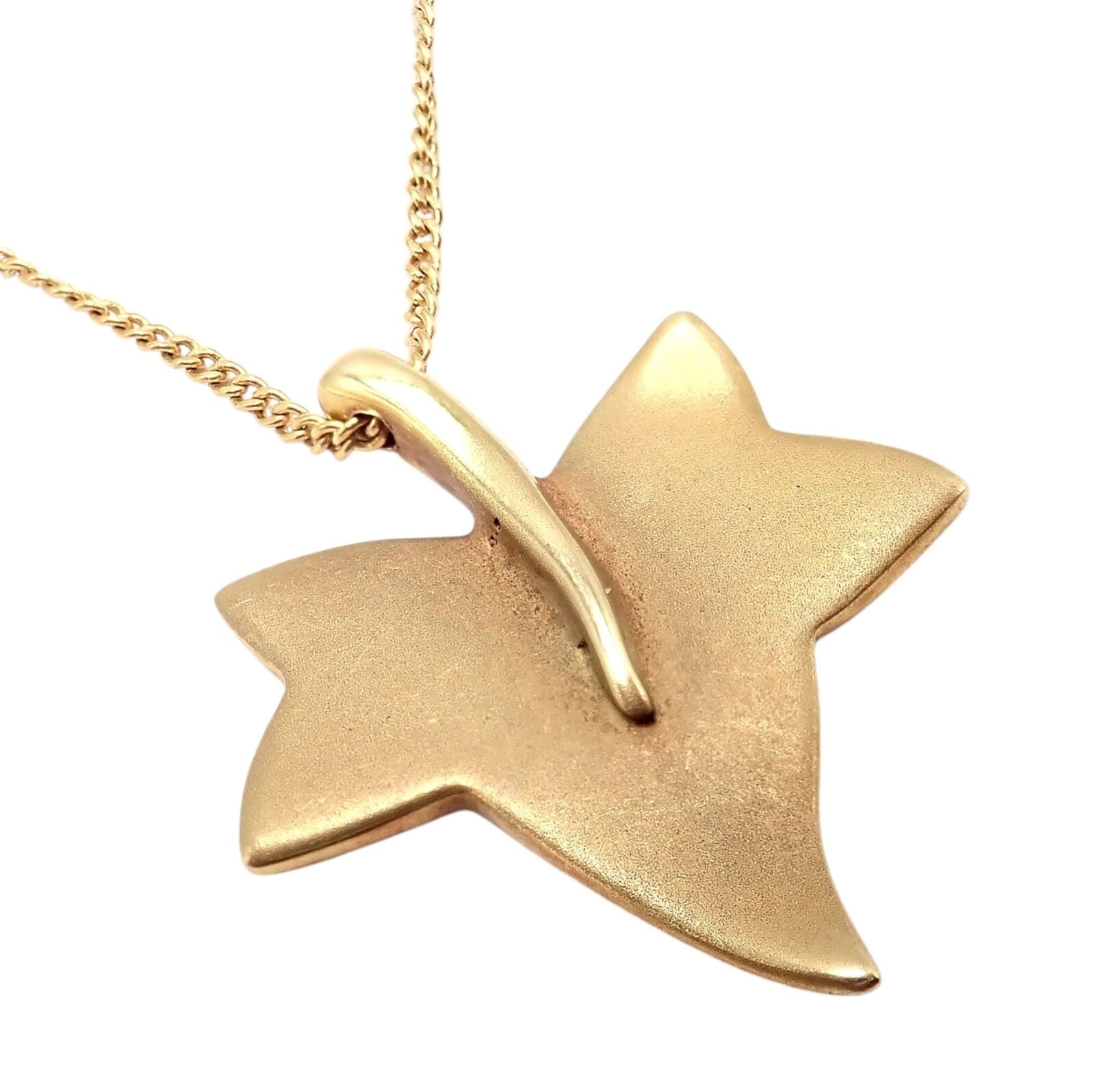 Authentic Tiffany & Co Cummings 18k Yellow Gold Leaf Pendant Necklace Vintage 1980 - Elegant Jewelry Gift for Women, Perfect for Anniversaries & Special Occasions