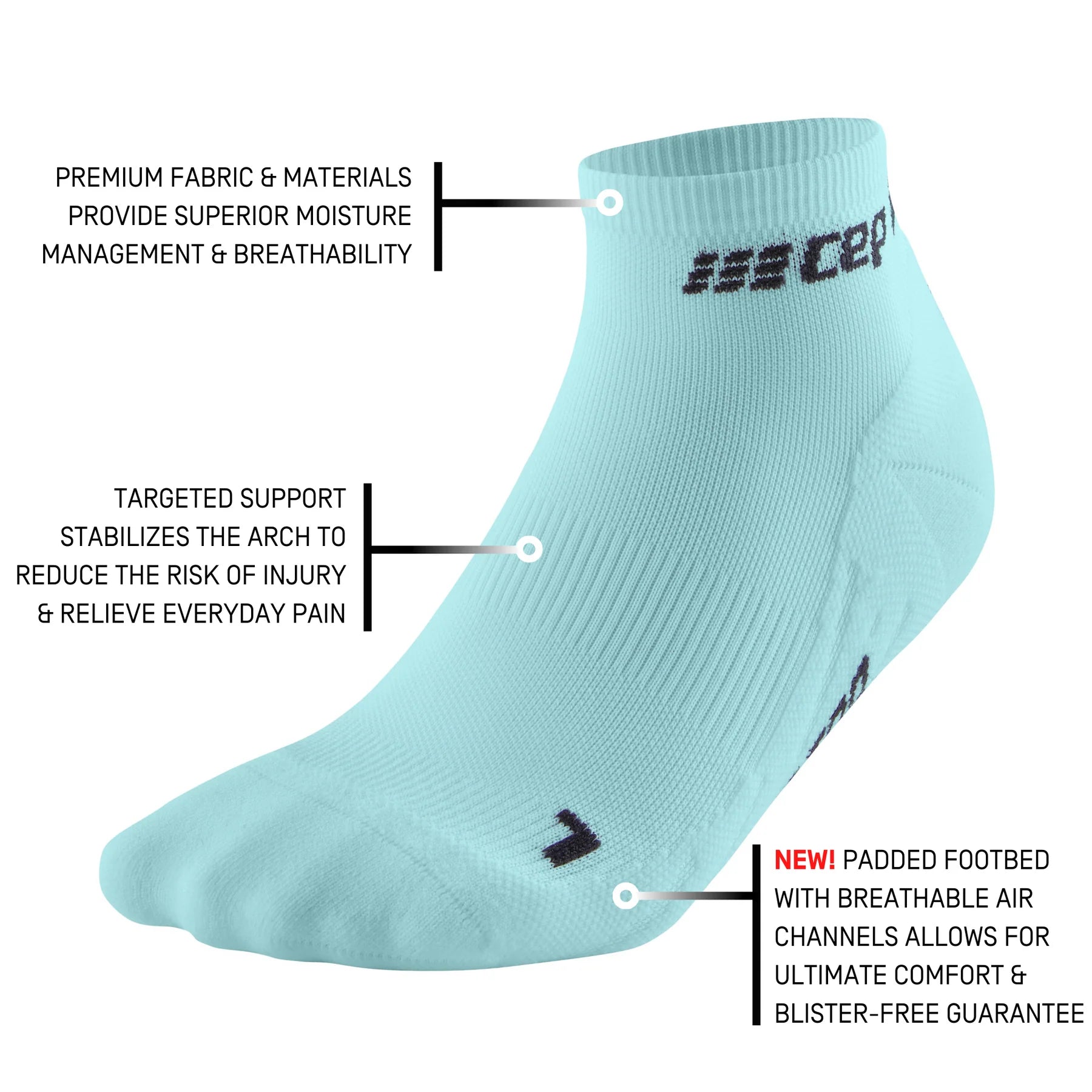 CEP Men's The Run Socks Low Cut v4 - Light Blue Performance Running Socks for Marathon, Gym & Everyday Wear