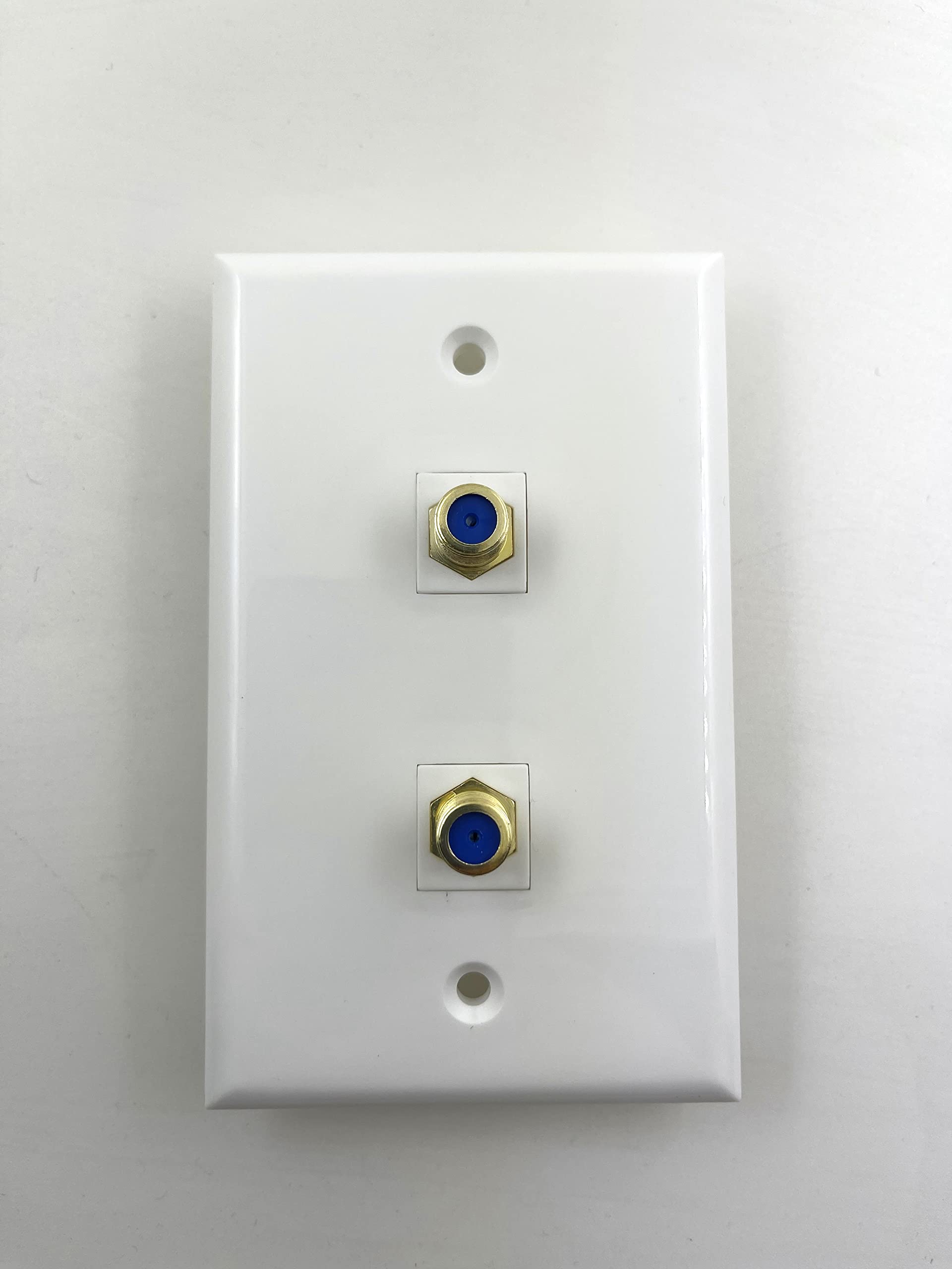 2-Port Coax Keystone Wall Plate - Female to Female F Connector for TV Cable & Video Wall Jack - Ideal for Home Theater & Cable TV Installations