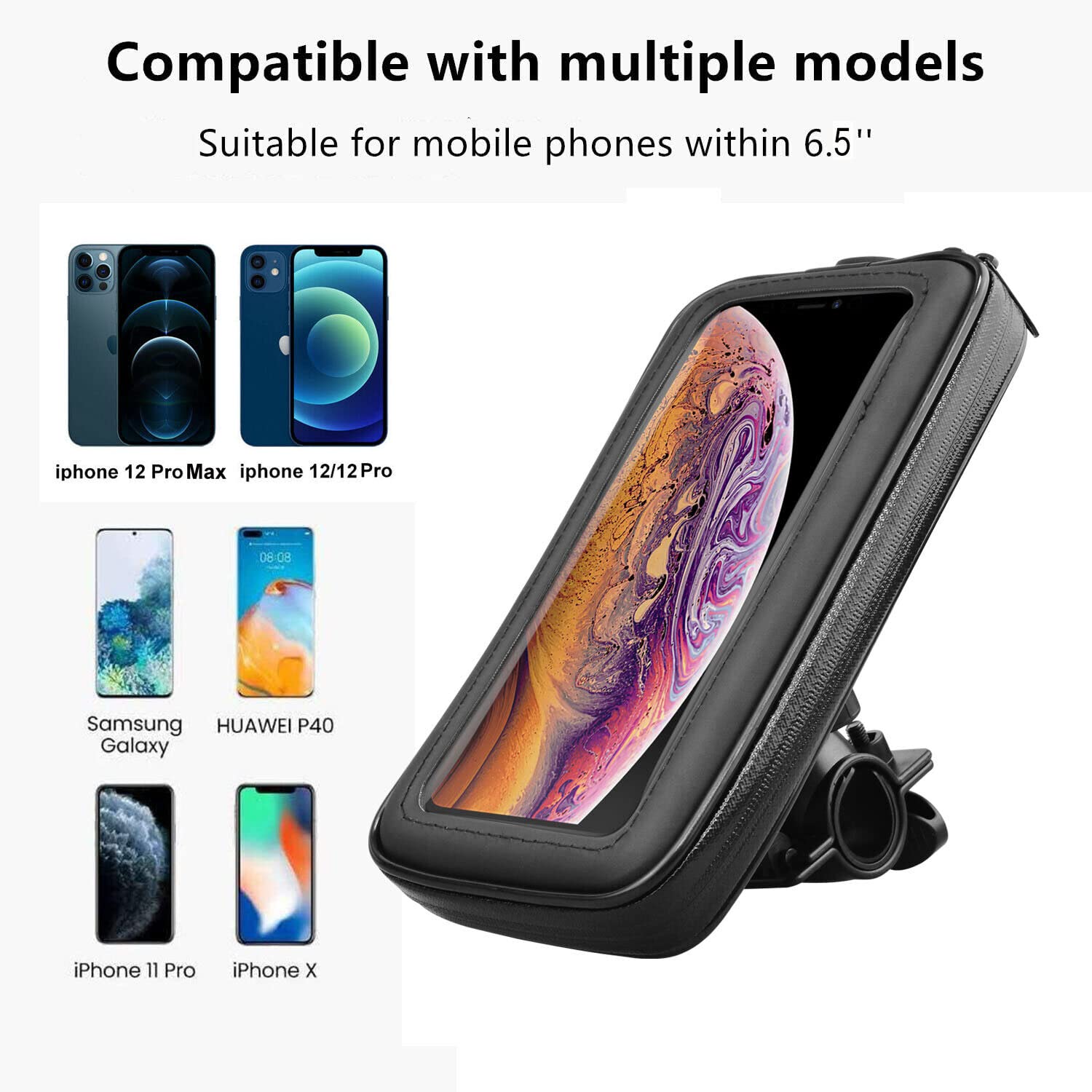 Waterproof Bike Phone Holder - Universal Motorcycle & Bicycle Handlebar Mount for iPhone 13/12, Samsung & Android Phones - Perfect for Cycling, Commuting & Outdoor Adventures