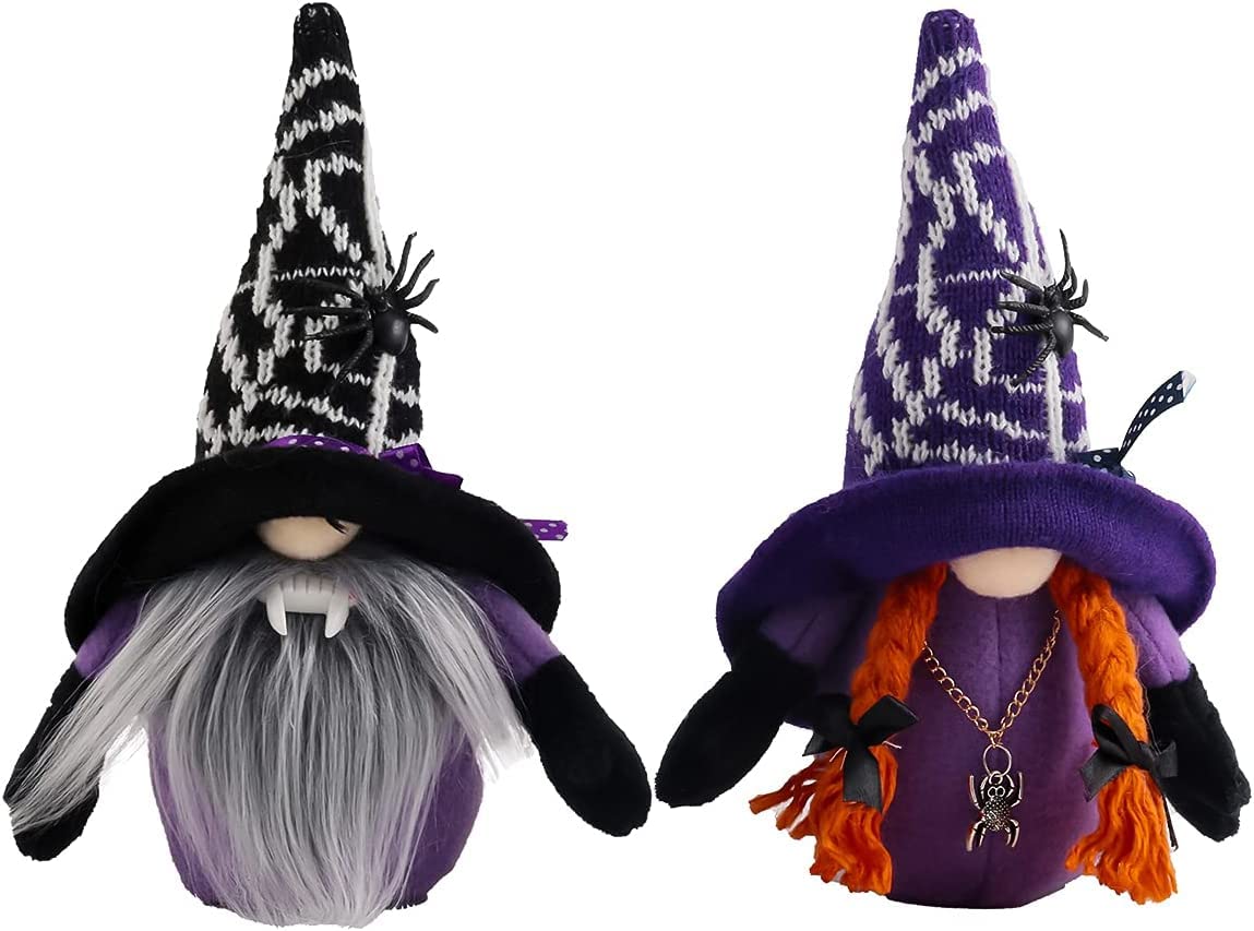 2 Pack Halloween Vampire Faceless Gnome Plush Dolls - Cute Spider & Rudolph Gnome Decor for Halloween Party, Home, Table & House Decoration - Perfect for Spooky Seasonal Displays & Gift Giving