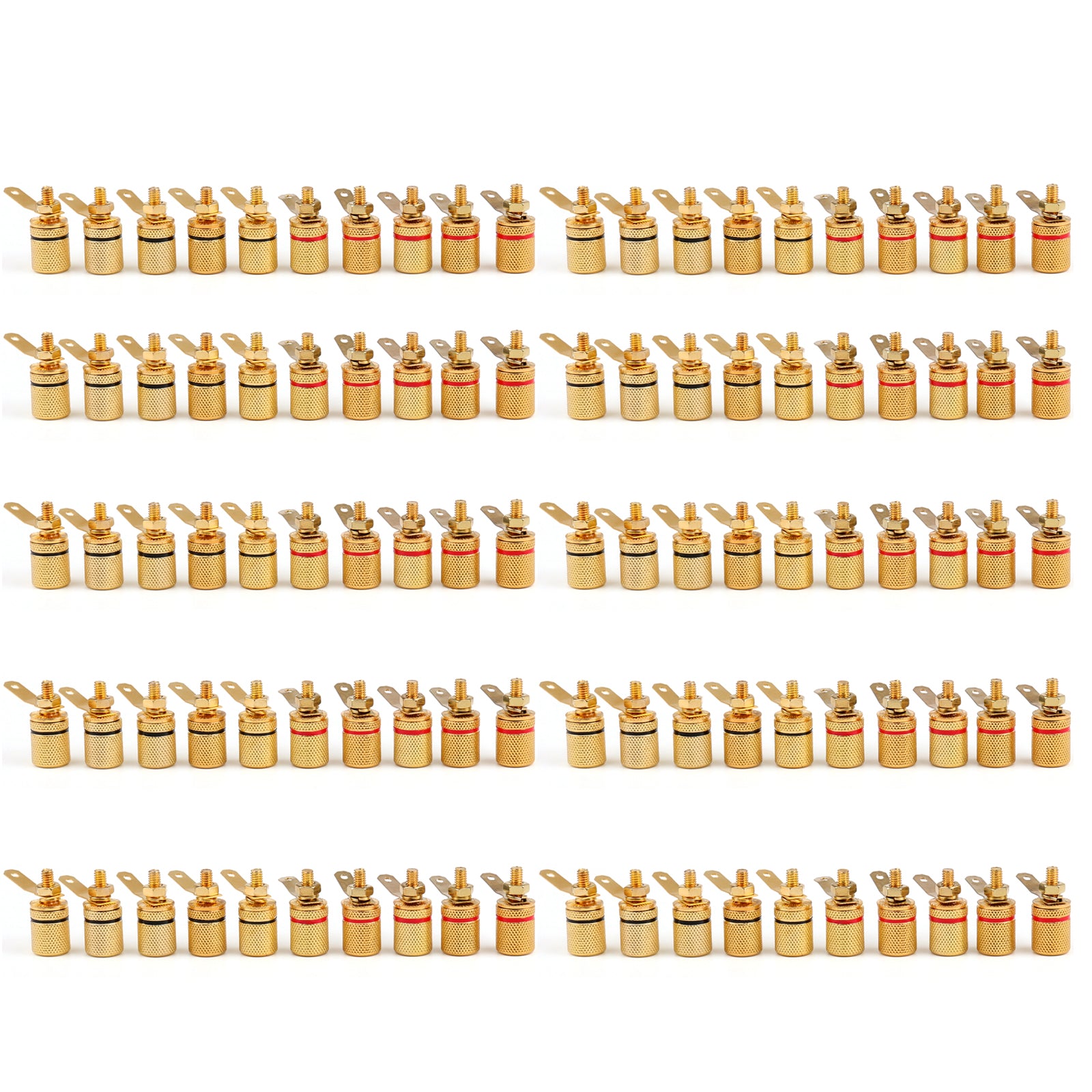 100 Pcs Gold Plated Speaker Amplifier Terminal Binding Posts - High-Quality Audio Connectors for Home Theater, Studio & DIY Speaker Projects