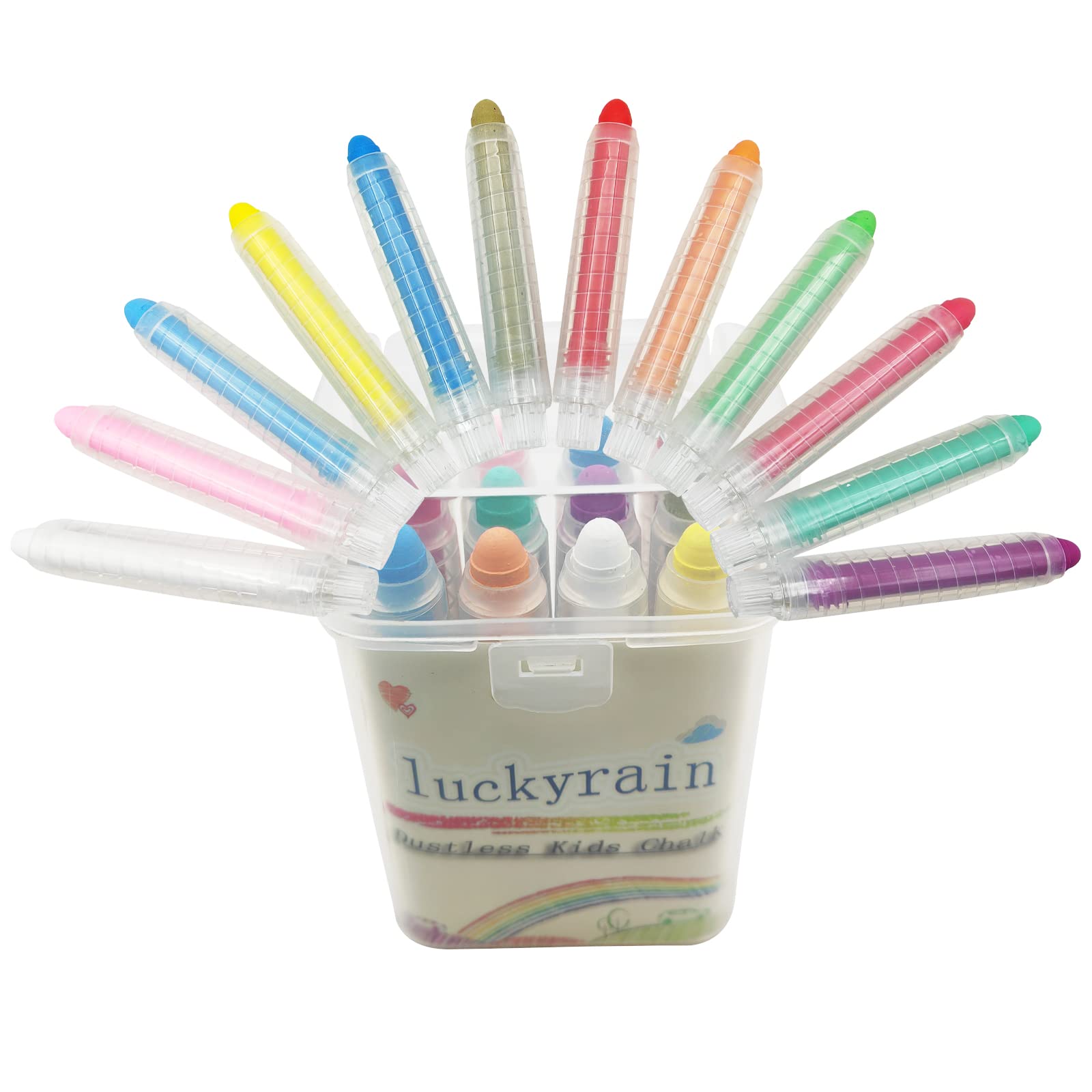 Non-Toxic Dustless Chalk Set with Holder - 12PCS Colorful Chalk for Kids, Whiteboard & Blackboard Drawing, Writing - Perfect for Classroom, Home Schooling & Art Projects