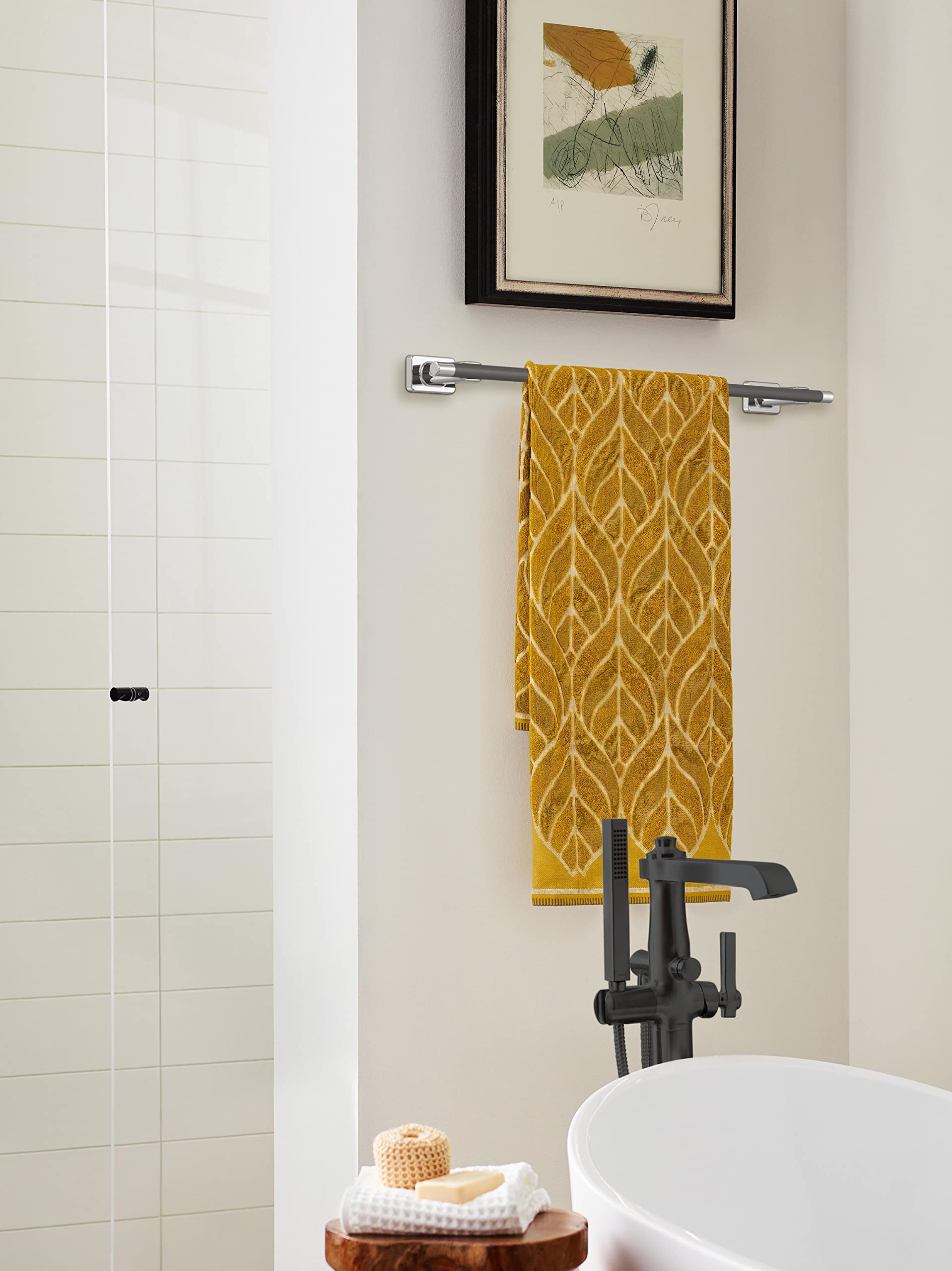 Amerock BH26615PNGM 24-Inch Polished Nickel & Gunmetal Towel Bar - Modern Bathroom Towel Rack Holder for Bathrooms, Showers & Spa Areas | Esquire Collection Bath Hardware Accessories