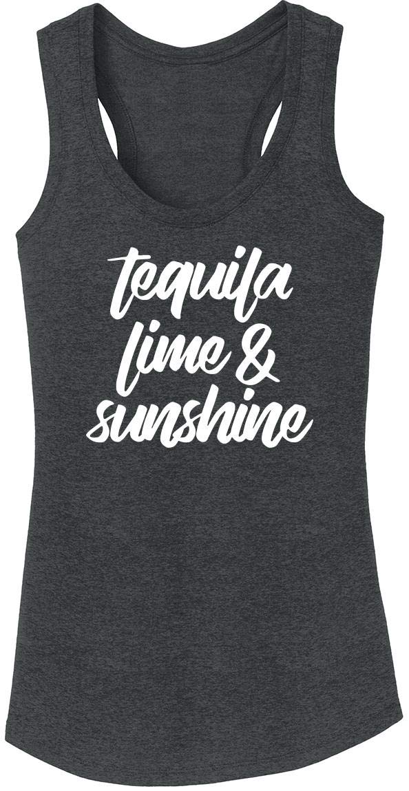 Funny Women's Tequila Lime & Sunshine Graphic Tri-Blend Tank Top - Perfect for Beach Parties, Summer Vacations & Casual Outings