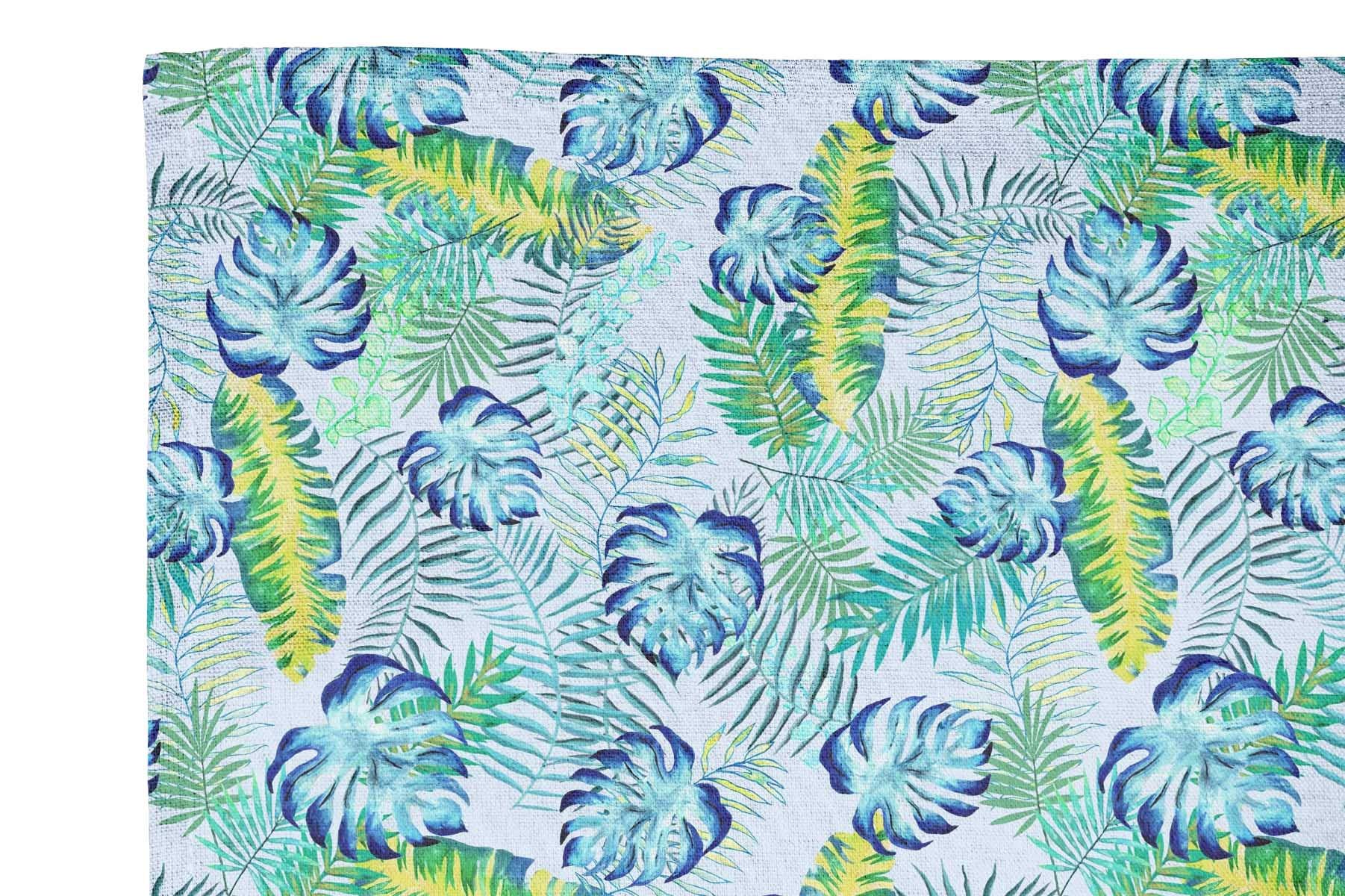 Premium 18x18 Inch Tropical Blue Leaf Pattern Table Cloth & Cocktail Napkins Set (Pack of 12) - Waterproof Kitchen & Dining Decor for Parties, Holidays, Weddings & Home Entertaining