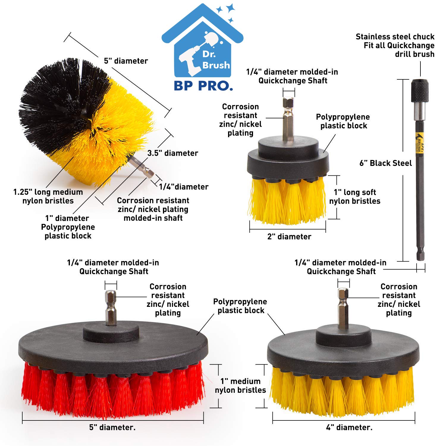 **11-Piece Drill Brush Attachment Set - All-Purpose Scrubber Kit for Bathroom, Toilet, Grout, Floor, Tub, Shower, Tile, Auto & Kitchen Sinks - Deep Cleaning Power Tools for Home & Car**