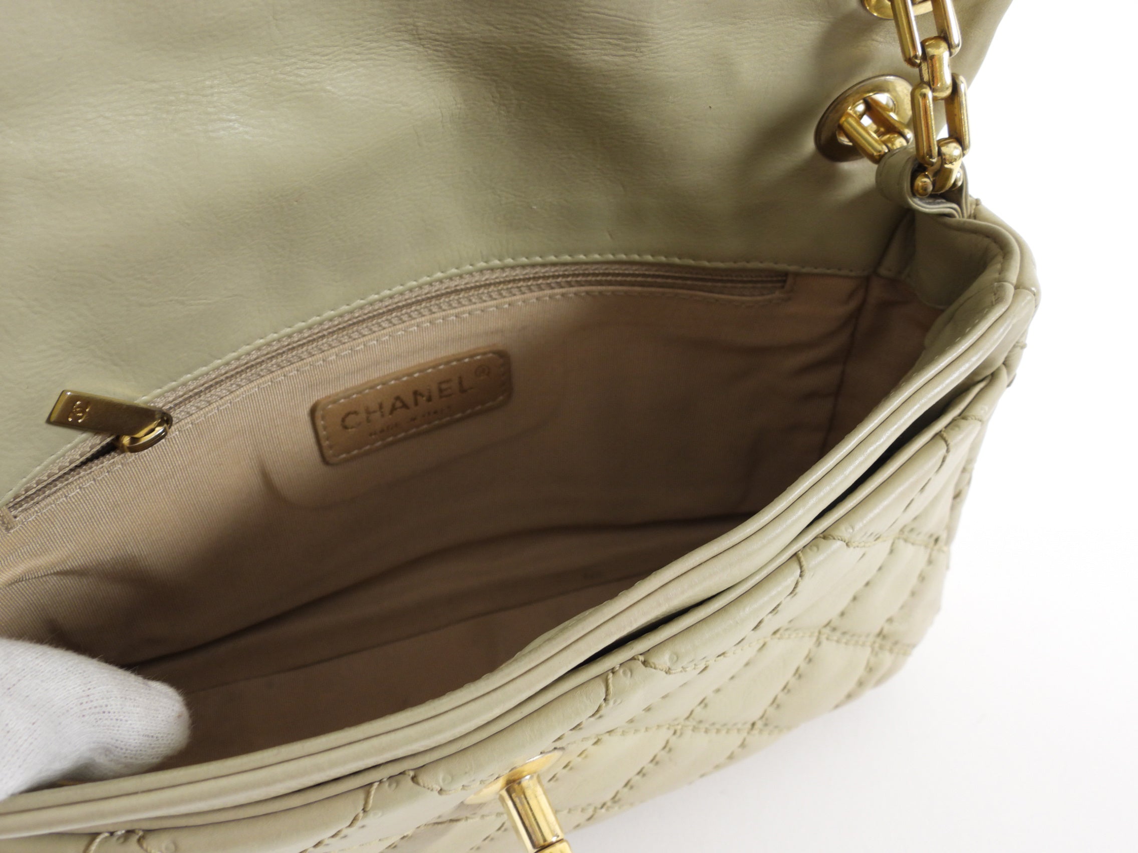 Chanel Greige Leather Ultimate Stitch Flap Bag - Luxury Designer Handbag for Women | Perfect for Evening Events, Parties & Special Occasions