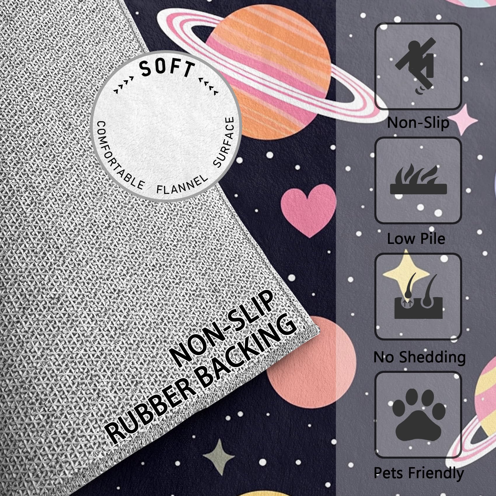 SherAvant 6x8 Planet Rugs for Kids Bedroom - Space Galaxy Universe Area Rug for Boys & Girls - Soft Washable Non-Slip Low Pile Nursery Carpet - Perfect for Playrooms, Bedrooms & Home Decor