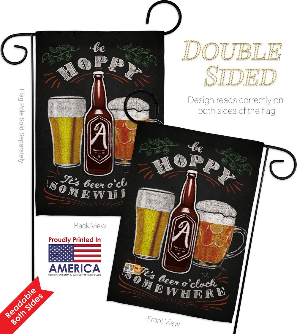 Breeze Decor Double-Sided Beer Themed Garden House Flags Kit - 28x40 Inch USA-Made Yard Banner for Happy Hour, Pong Parties & Craft Beer Decor | Perfect for Backyard BBQs, Tailgating & Outdoor Entertaining