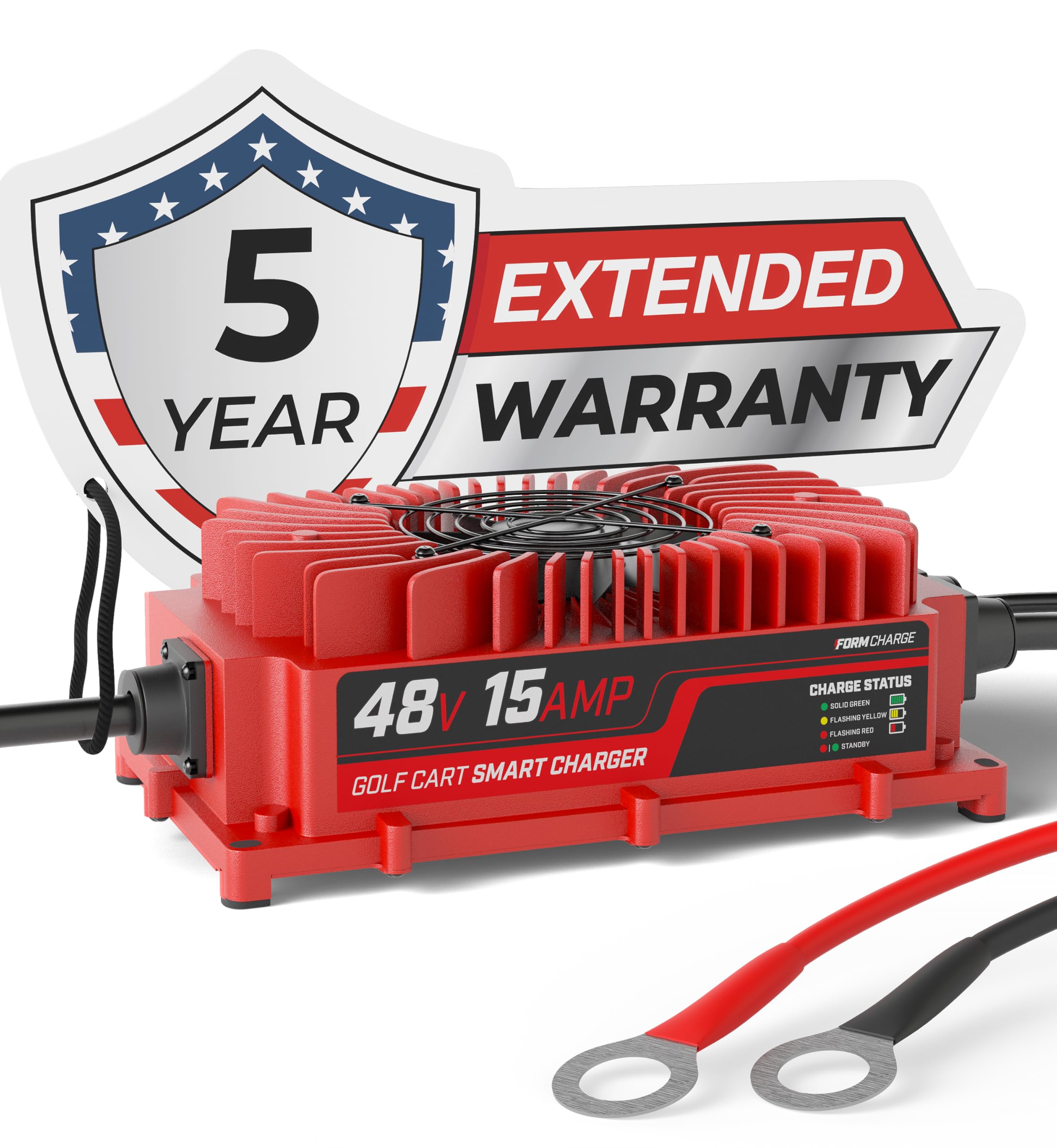 48V 15A Golf Cart Battery Charger for Lead Acid Batteries - Onboard Charger for Club Car, EZGO & Yamaha Golf Carts - Perfect for Home, Course & RV Use
