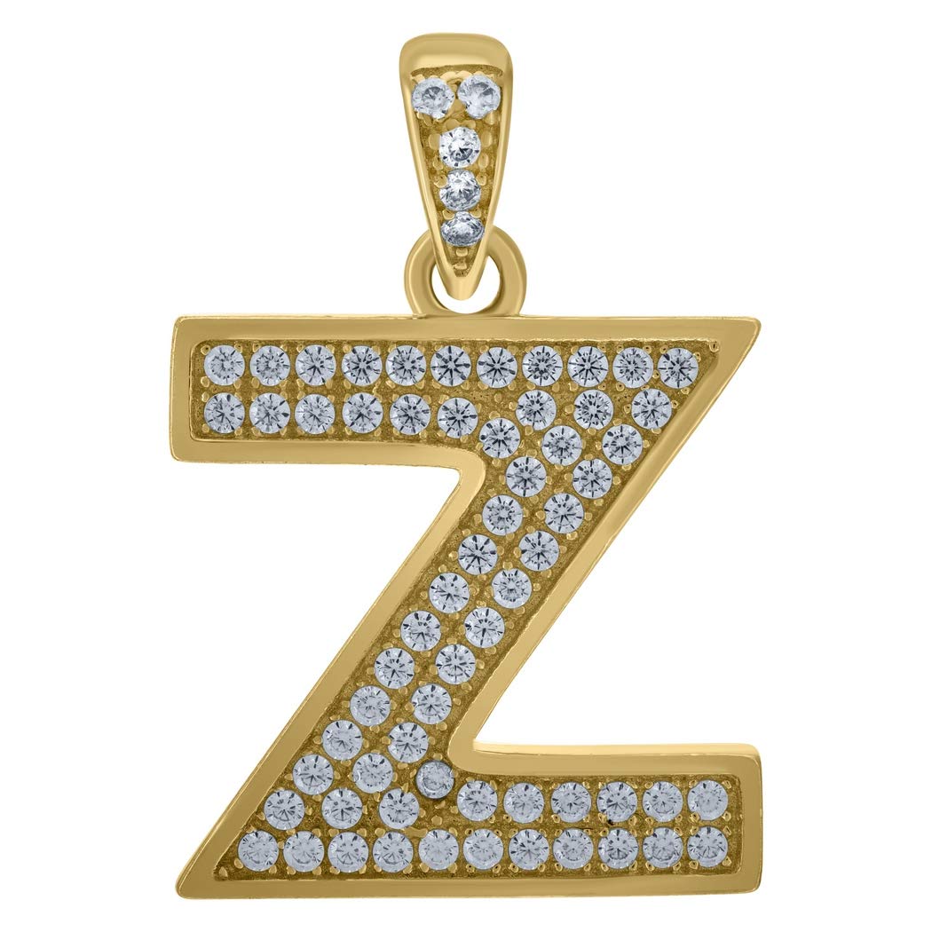 10K Yellow Gold Cubic Zirconia Personalized Initial Necklace - Monogram Letter Pendant for Men & Women (28.6x18.9mm) | Elegant Jewelry Gift for Birthday, Anniversary & Special Occasions