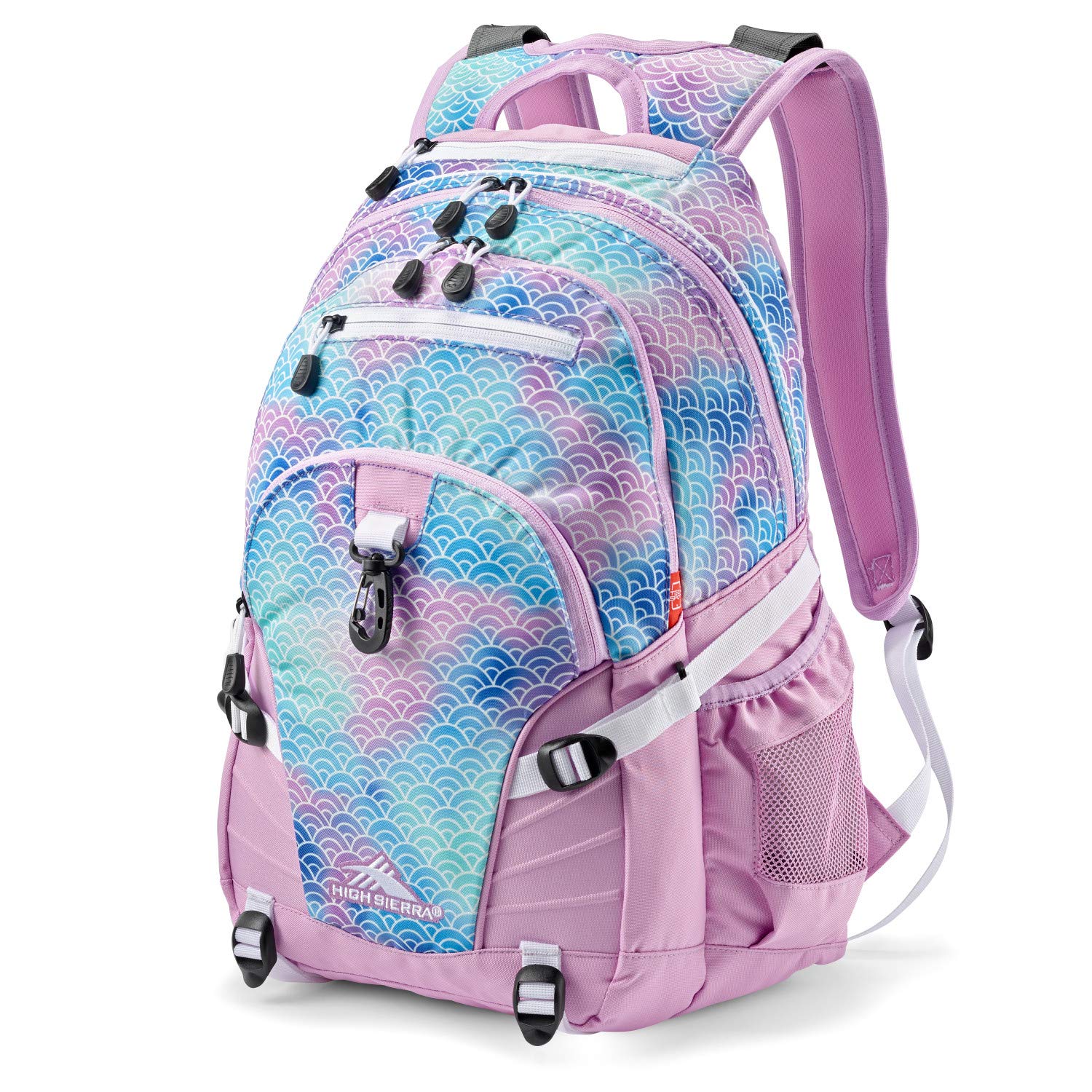 High Sierra Loop Backpack - Durable Travel & Work Laptop Backpack with Tablet Sleeve, One Size, Rainbow Scales Design - Perfect for School, Hiking, Commuting & Business Trips