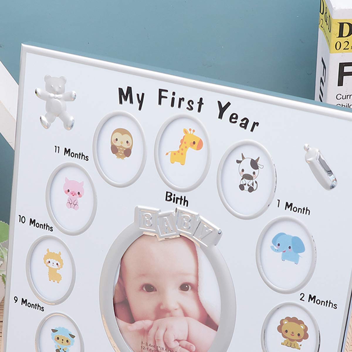 First Year Photo Frame | Newborn Picture Frame | Baby Keepsake Frame for 12 Months Memories | Perfect for Baby Showers, New Moms & Nursery Decor | Capture Milestones from Birth to First Birthday