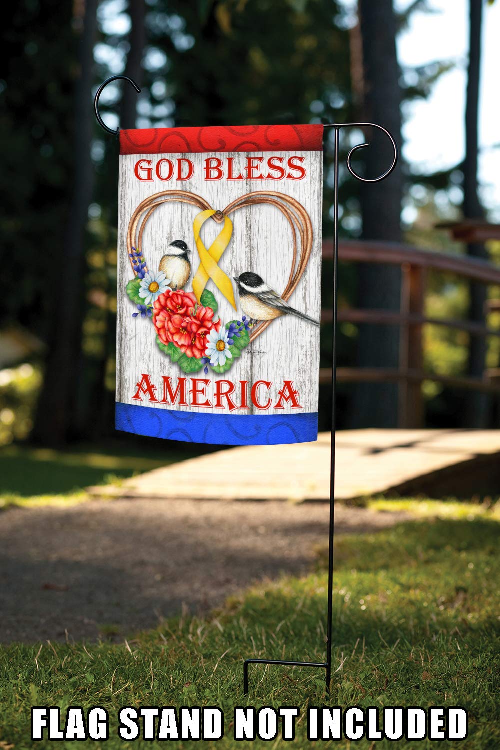 Toland Home Garden 12x18 Inch Double Sided God Bless America Patriotic Flag - Outdoor Military Yard Decoration for House, Garden & Porch | Perfect for Memorial Day, 4th of July & Veterans Day Celebrations