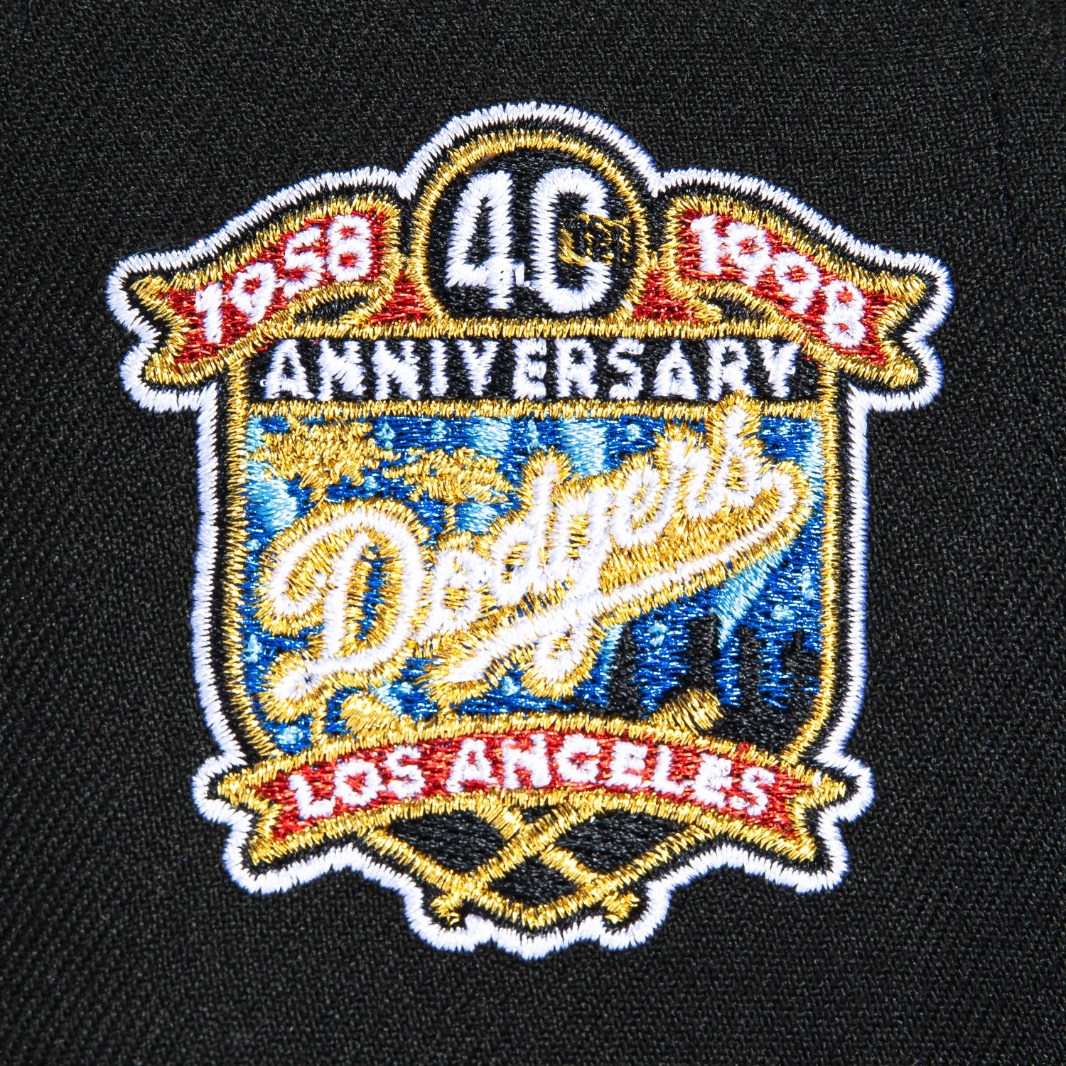 New Era 59Fifty Los Angeles Dodgers 40th Anniversary Patch Snapback Hat - Black & Royal Blue - Official MLB Baseball Cap for Men & Women - Perfect for Games, Fan Gear & Streetwear Fashion