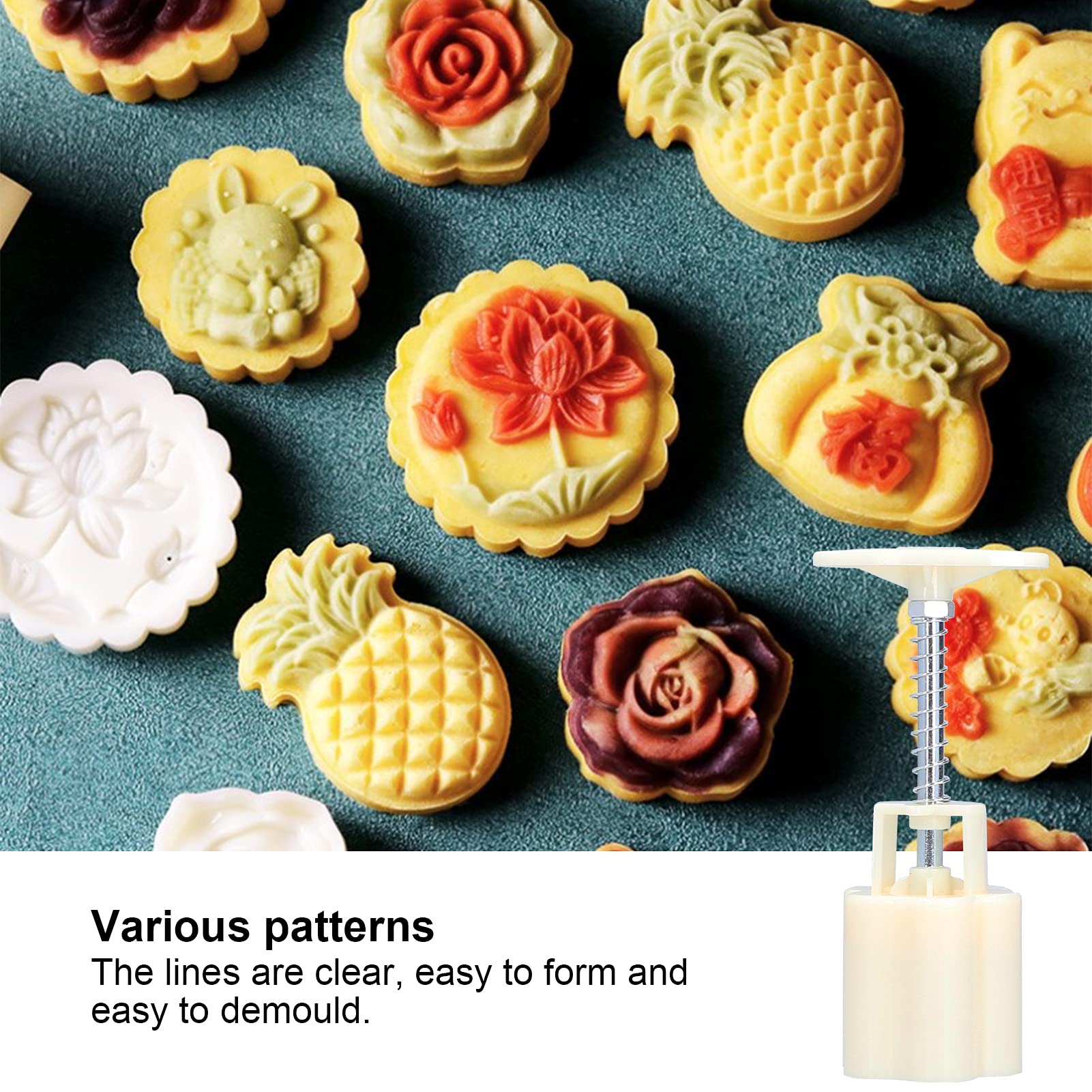 Bear Footprint Mooncake Press Molds - 2Pcs Hand Press Cookie Stamps for Mooncakes, Pastry & Cookies | DIY Baking Tools for Mid-Autumn Festival & Holiday Treats