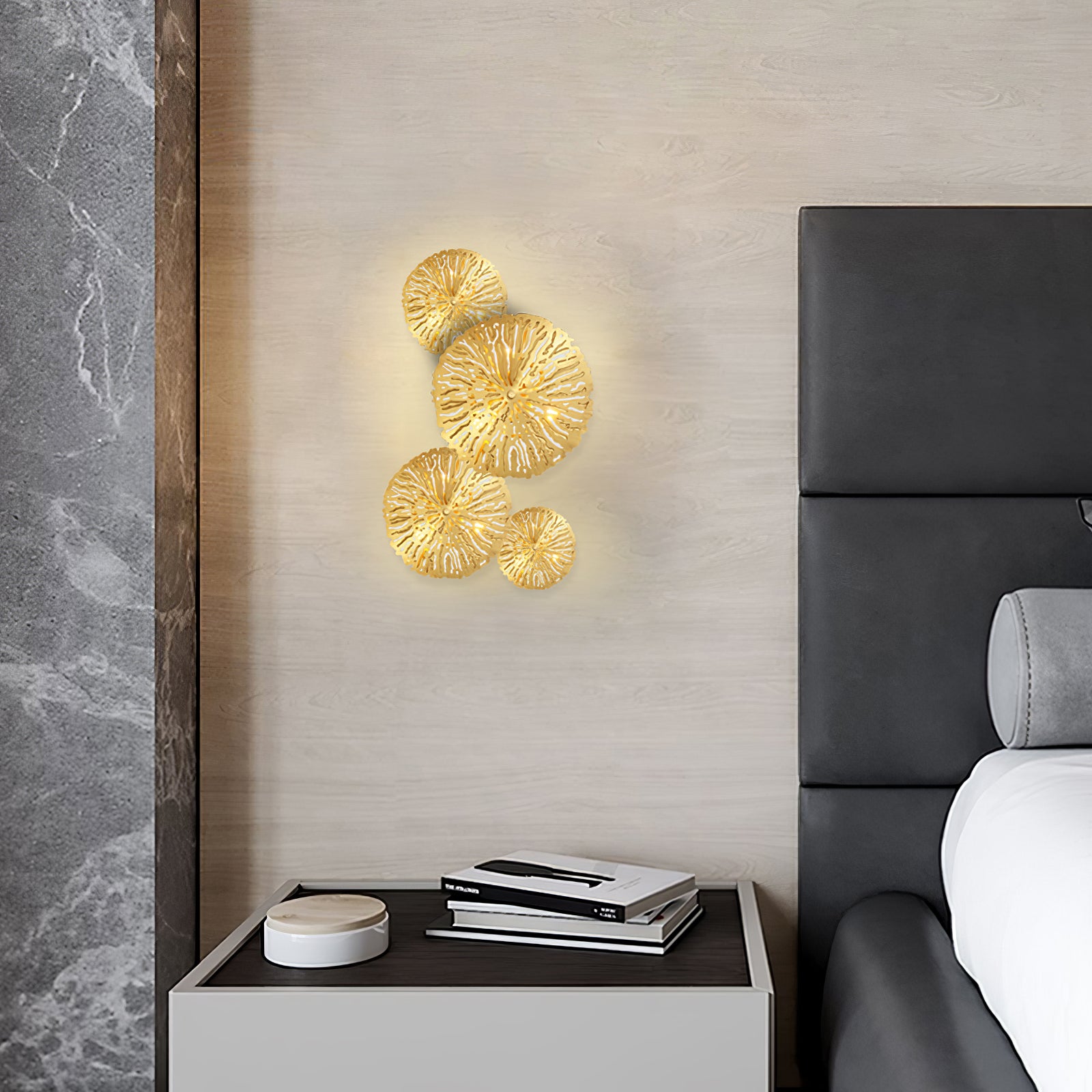 Lotus Leaf Wall Sconce Light Fixture - Modern Boho Decor for Living Room, Bedroom & Hallway - Nature-Inspired Wall Lighting for Home & Office
