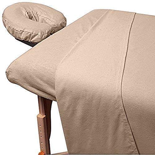 Premium 550 Thread Count Egyptian Cotton Massage Table Sheet Set - 3-Piece Spa Bed Linens in Beige | Soft & Durable for Professional Massage Therapy, Facial Treatments & Relaxation Sessions