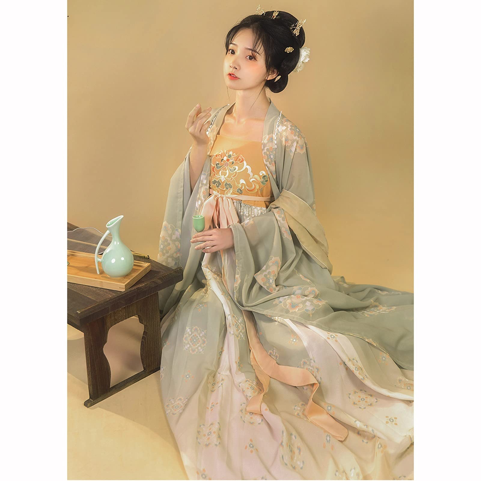 Elegant Traditional Chinese Hanfu Fairy Skirt - Embroidered Stage Costume & Carnival Dress for Women (Light Green, Small) | Perfect for Cosplay, Themed Parties, Cultural Events & Photography