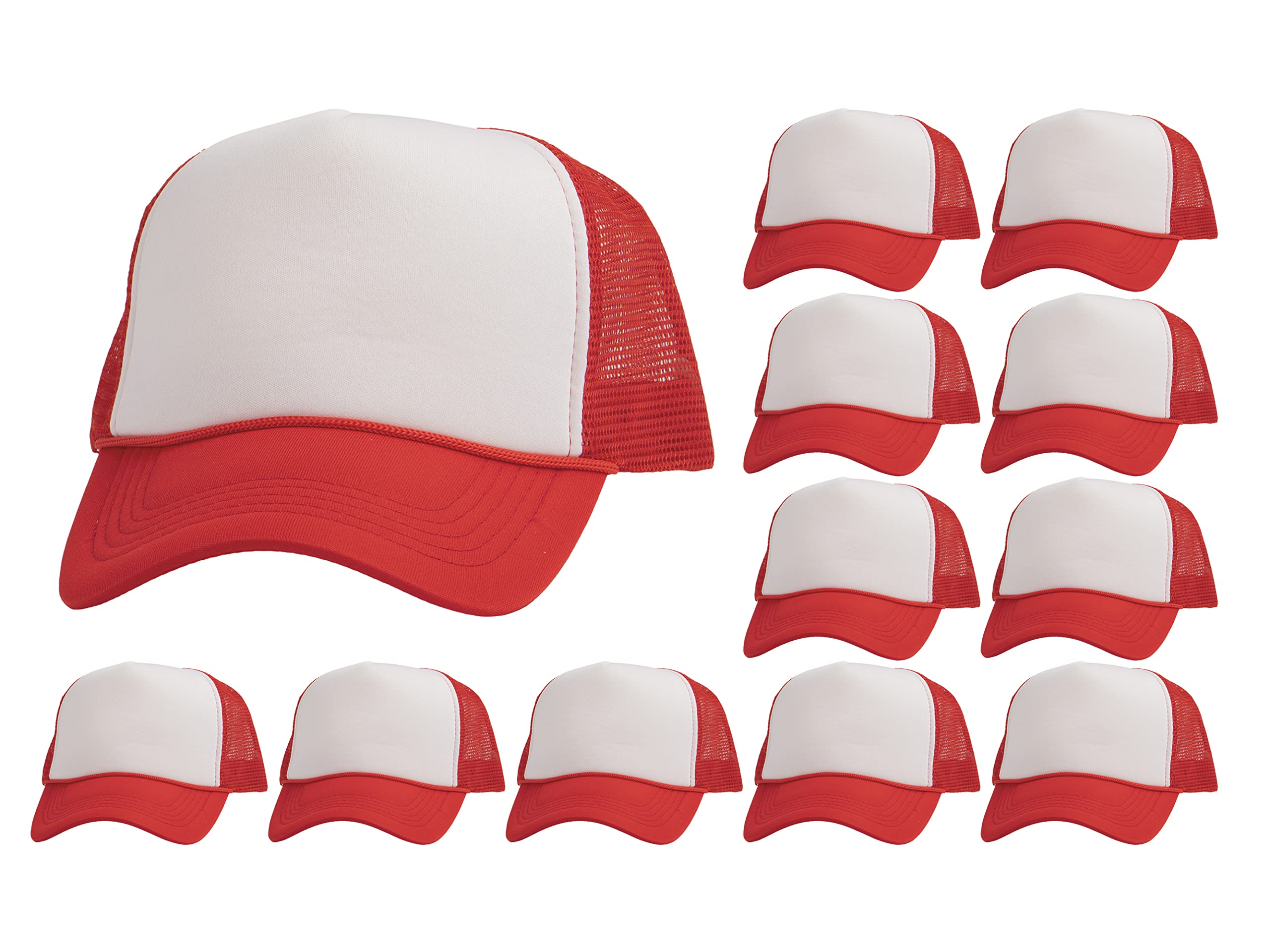 12 Pack Bulk Blank Trucker Hats - Wholesale Plain Adjustable Baseball Caps for Men & Women - Perfect for Sports, Outdoor Activities and Promotional Events