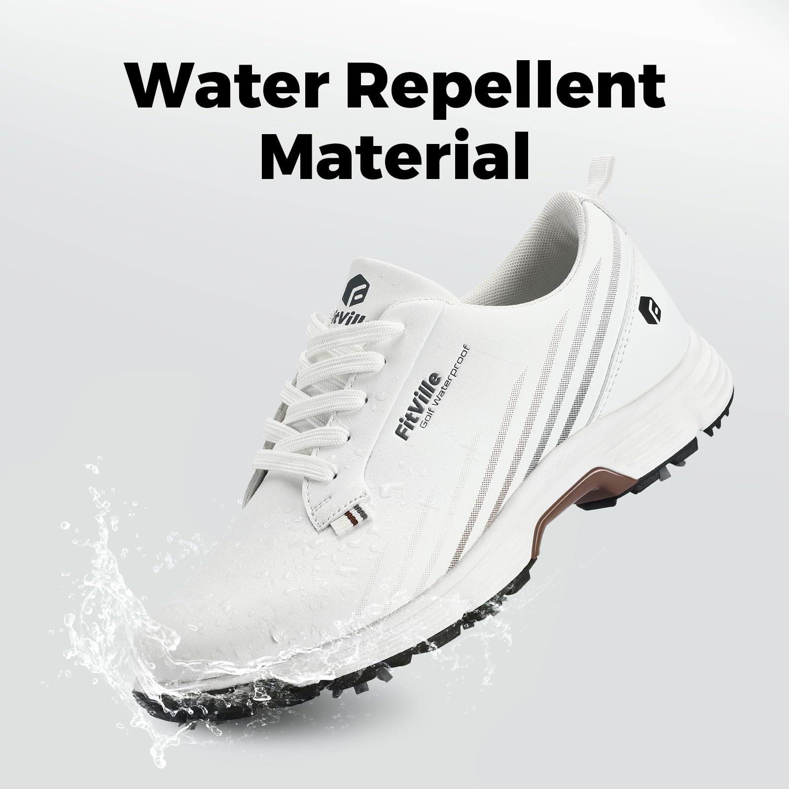 FitVille Men's Wide Waterproof Spiked Golf Shoes - Professional Outdoor Golf Shoes with Arch Support & Heel Pain Relief - Perfect for Walking Courses & Wet Conditions