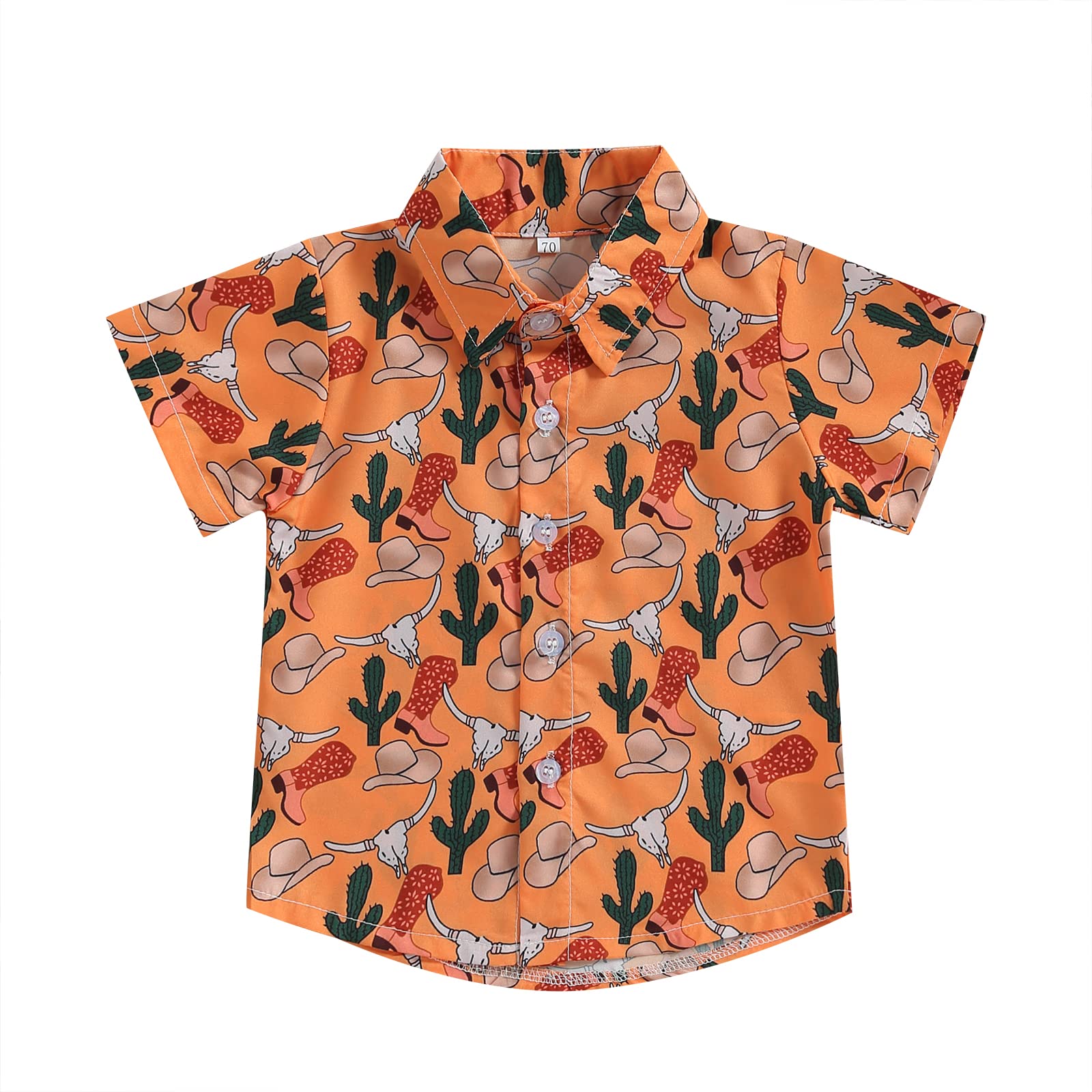 Cow Print Button Down Shirts for Toddler Boys - Short Sleeve Western Style T-Shirt Tops | Summer Outfits for Playdates & Outdoor Adventures