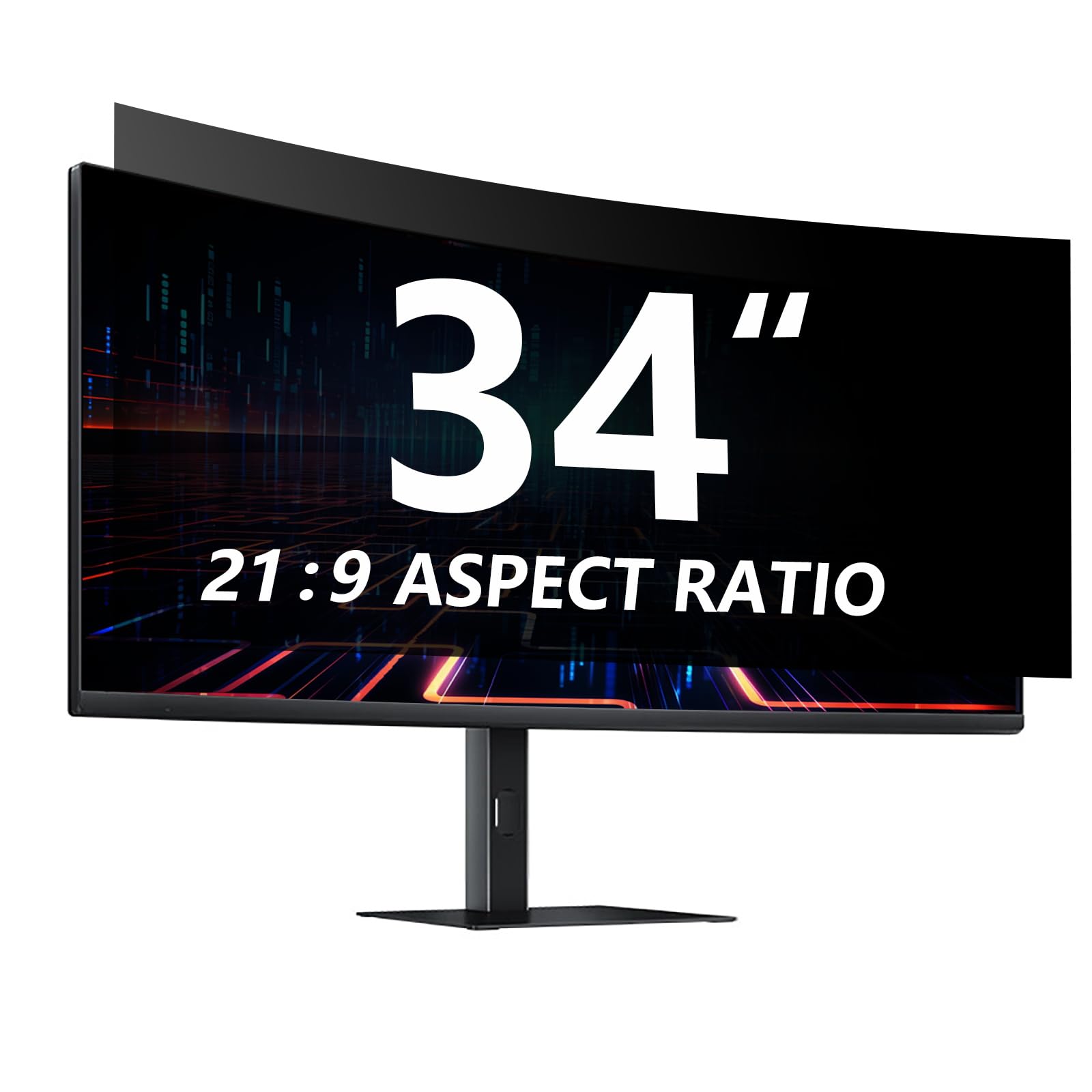 34 Inch 21:9 Ultra Wide Computer Privacy Screen Filter - Anti-Glare Blue Light Blocking Monitor Protector with Anti-Spy Technology, Removable Eye Protection Film for Office & Home Use
