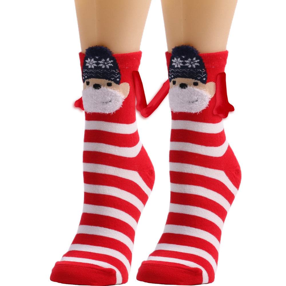 Cozy Christmas Socks for Hand Holding - Warm Holiday Couple Socks for Christmas Gifts, Stocking Stuffers & Romantic Winter Nights