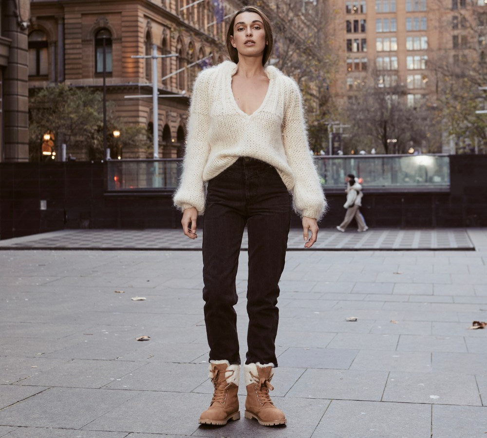 Australian Shepherd® Women's UGG Boots - Genuine Sheepskin Wool Lace-Up Winter Boots with Chunky Sole | Cozy & Warm for Indoor/Outdoor Wear, Perfect for Snow Days & Casual Fashion