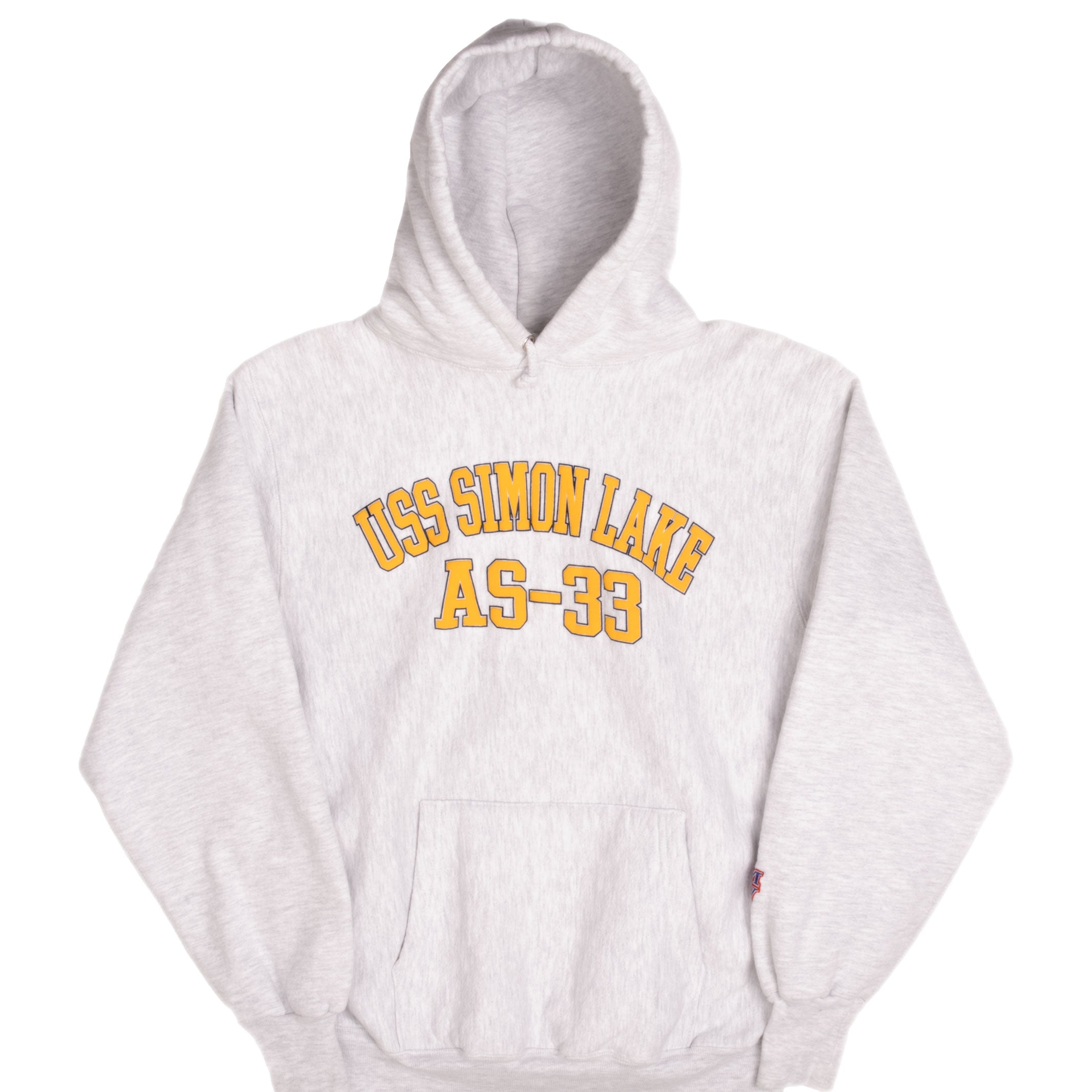Vintage USN USS Simon Lake AS33 1990s Hoodie Sweatshirt - Large Size, Made in USA - Navy Military Style Pullover for Men, Casual Wear & Outdoor Activities