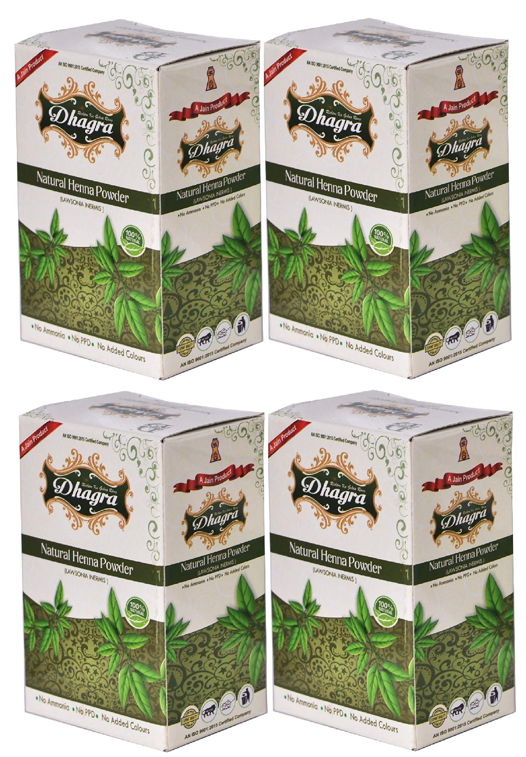 Dhagra's 100% Natural Henna Powder for Hair & Body - 100g (Pack of 4) | Safe, Organic Mehndi for Temporary Tattoos, Hair Dye & Skin Art | Perfect for Weddings, Festivals & DIY Beauty Treatments