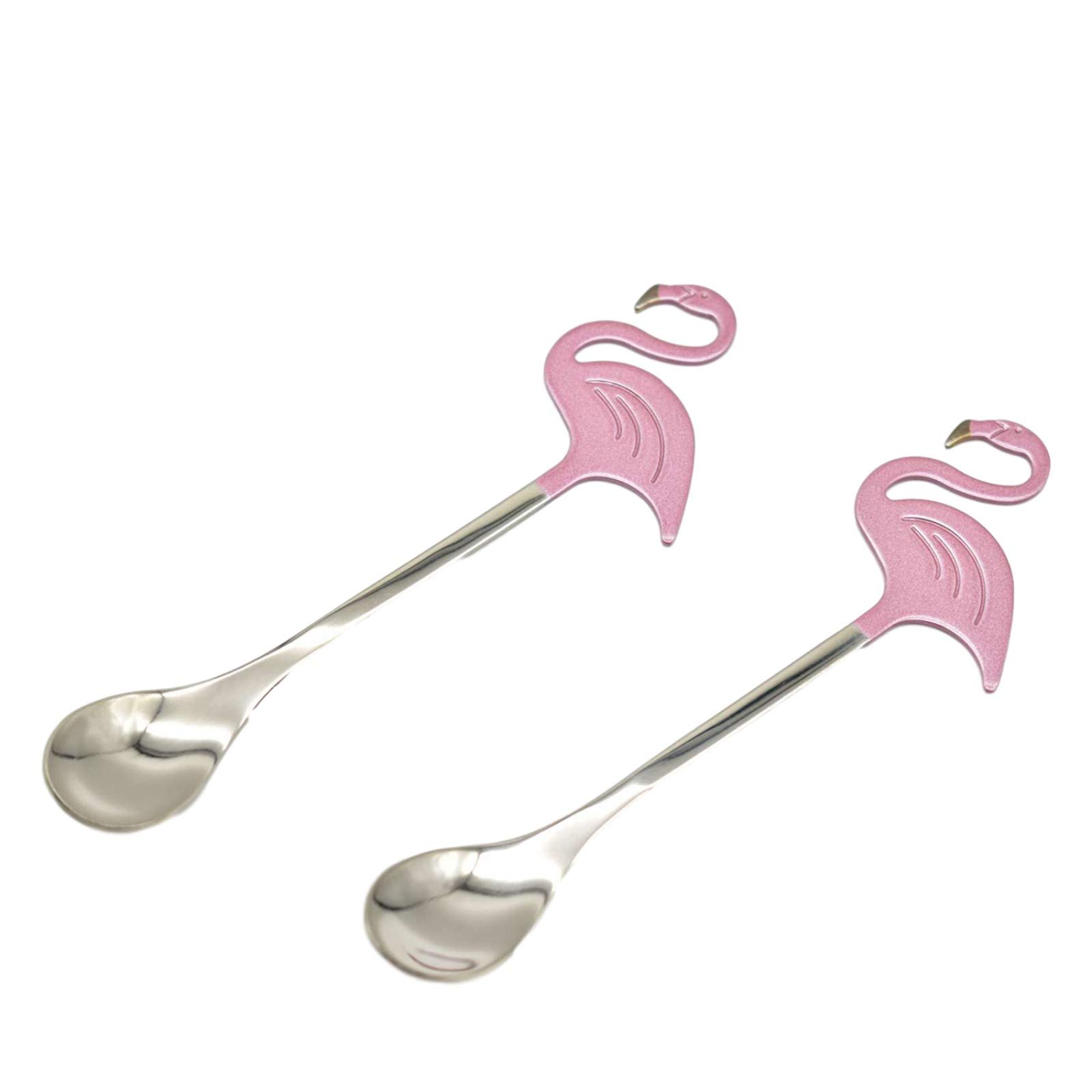 Maydahui 6-Piece Flamingo Spoon Set - 5.1 Inch 18/10 (304) Stainless Steel Animal-Shaped Spoons for Coffee, Tea, Espresso & Desserts - Cute Kitchen Accessories & Tableware for Parties, Picnics & Home Decor