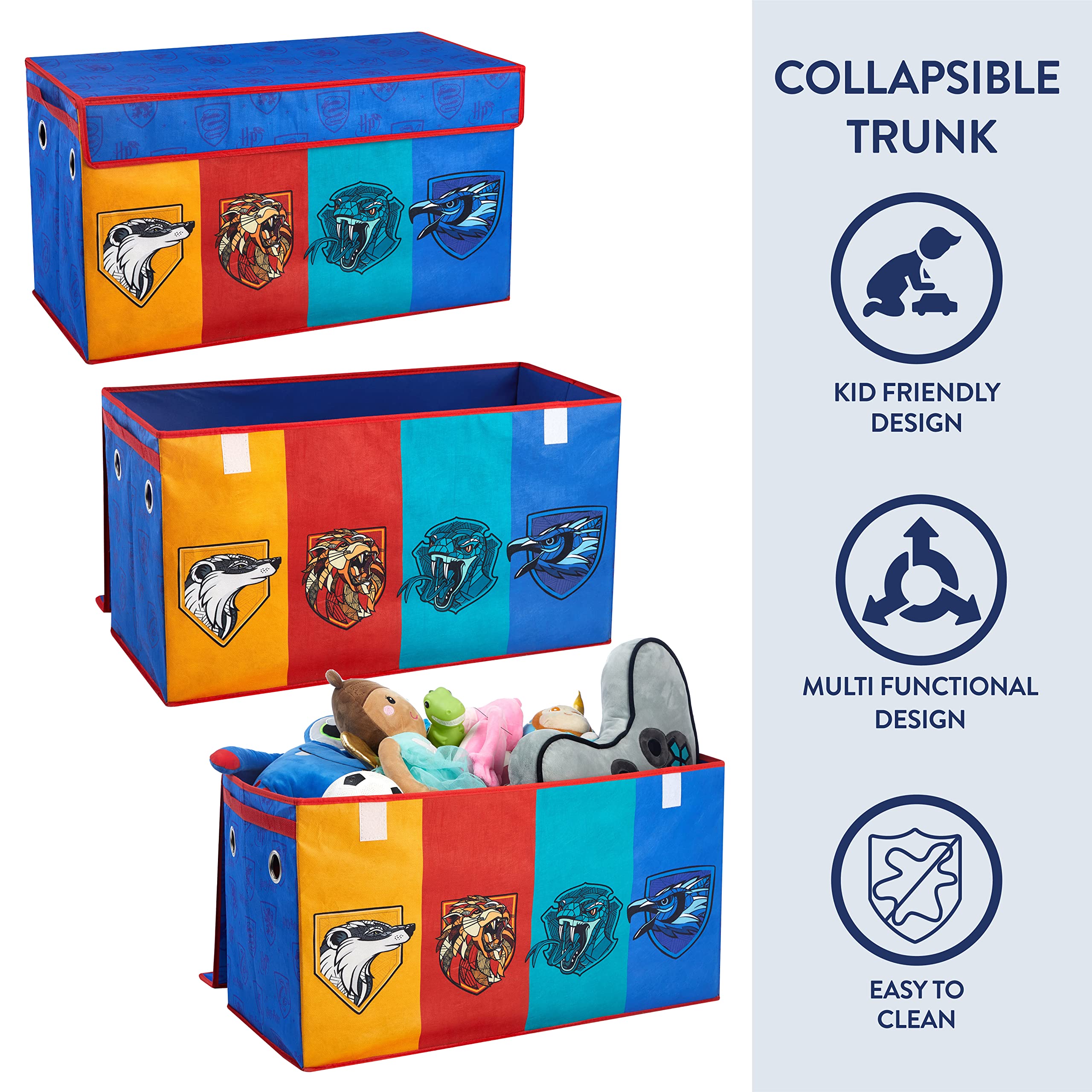 Harry Potter Storage Set - 2 Pack Fabric Cubes, Trunk & Pop-Up Hamper for Kids Room Organization | Hogwarts-Themed Closet & Toy Storage | Perfect for Dorm, Bedroom & Nursery Decor