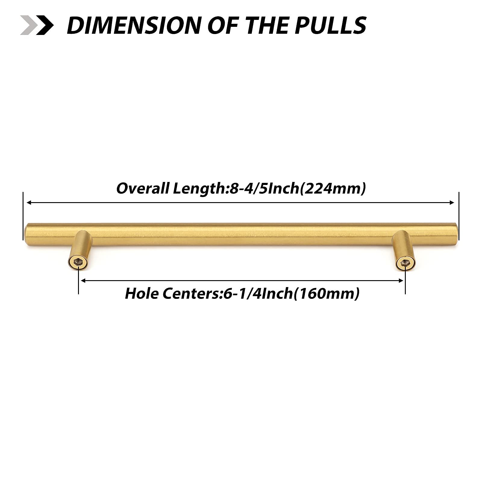 20 Pack Brushed Brass Cabinet Bar Pulls - 6-1/4