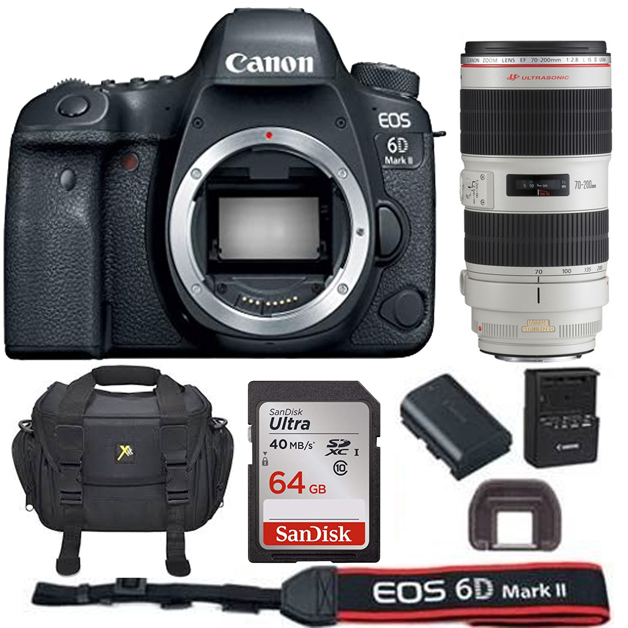 Canon EOS 6D Mark II DSLR Camera with 70-200mm f/2.8L IS II USM Lens Bundle - Professional Full Frame Digital Camera for Photography, Videography & Travel