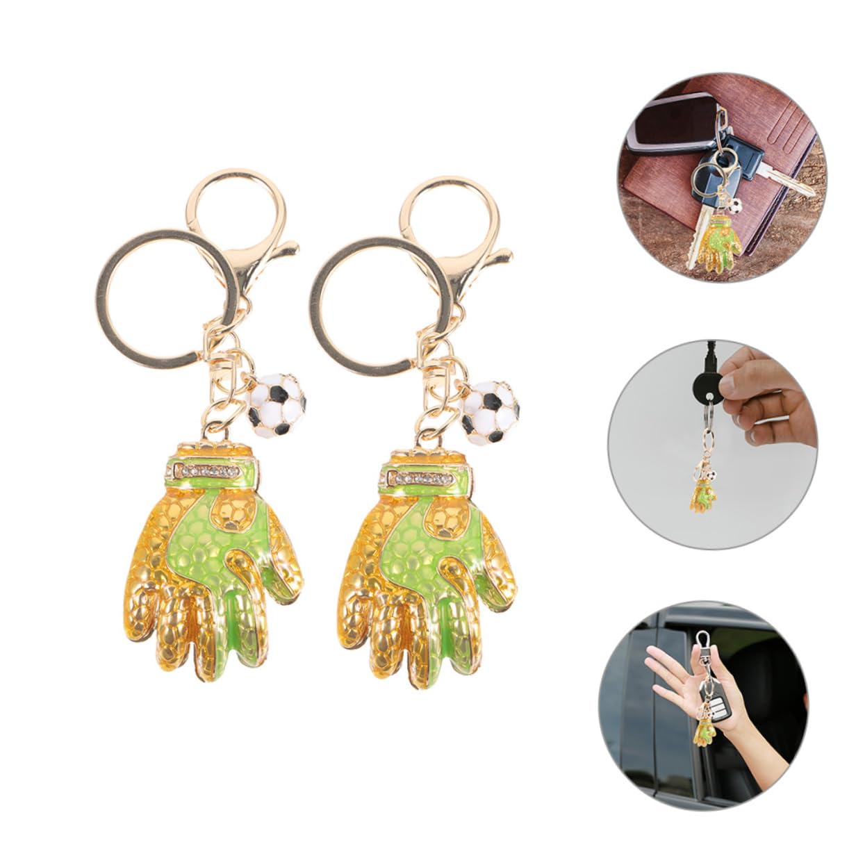 TOGEVAL 2 Pack Goalkeeper Gloves Keychain - Durable Metal Soccer Gift for Players & Fans - Perfect for Keys, Bags & Sports Enthusiast Gifts