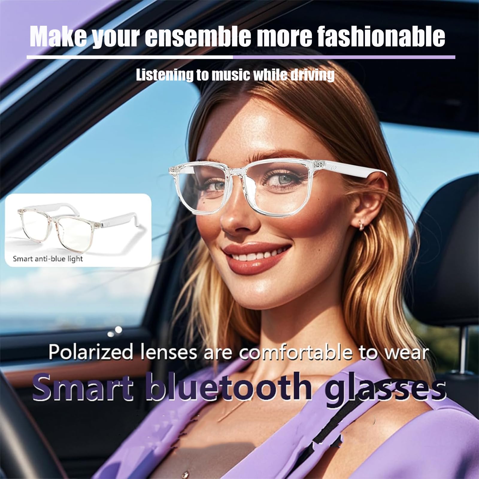 Smart Glasses with Bluetooth Speakers for Women & Men - Wireless Audio Sunglasses for Music, Calls & Hands-Free Convenience - Perfect for Running, Driving & Outdoor Activities