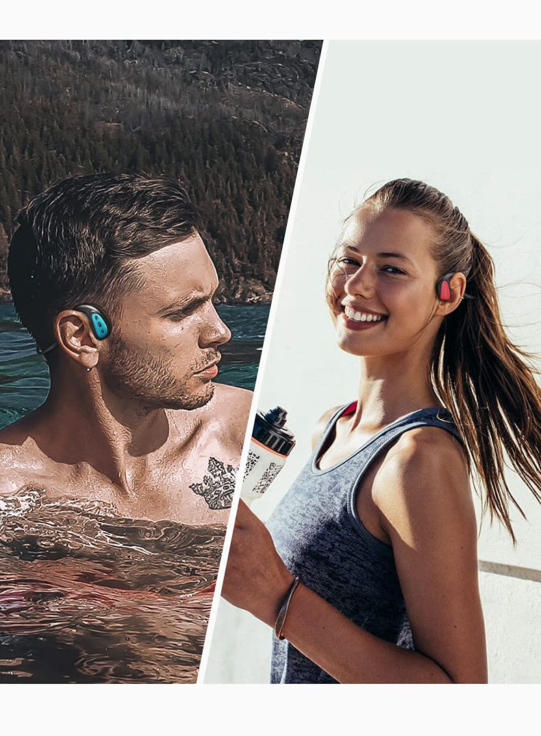 IKXO Waterproof Bone Conduction Headphones Bluetooth 5.0 Wireless Earbuds IPX8 Open Ear - Sweatproof Underwater Headphones with Mic for Swimming, Running, Gym & Sports | Perfect for Workouts, Cycling & Outdoor Activities