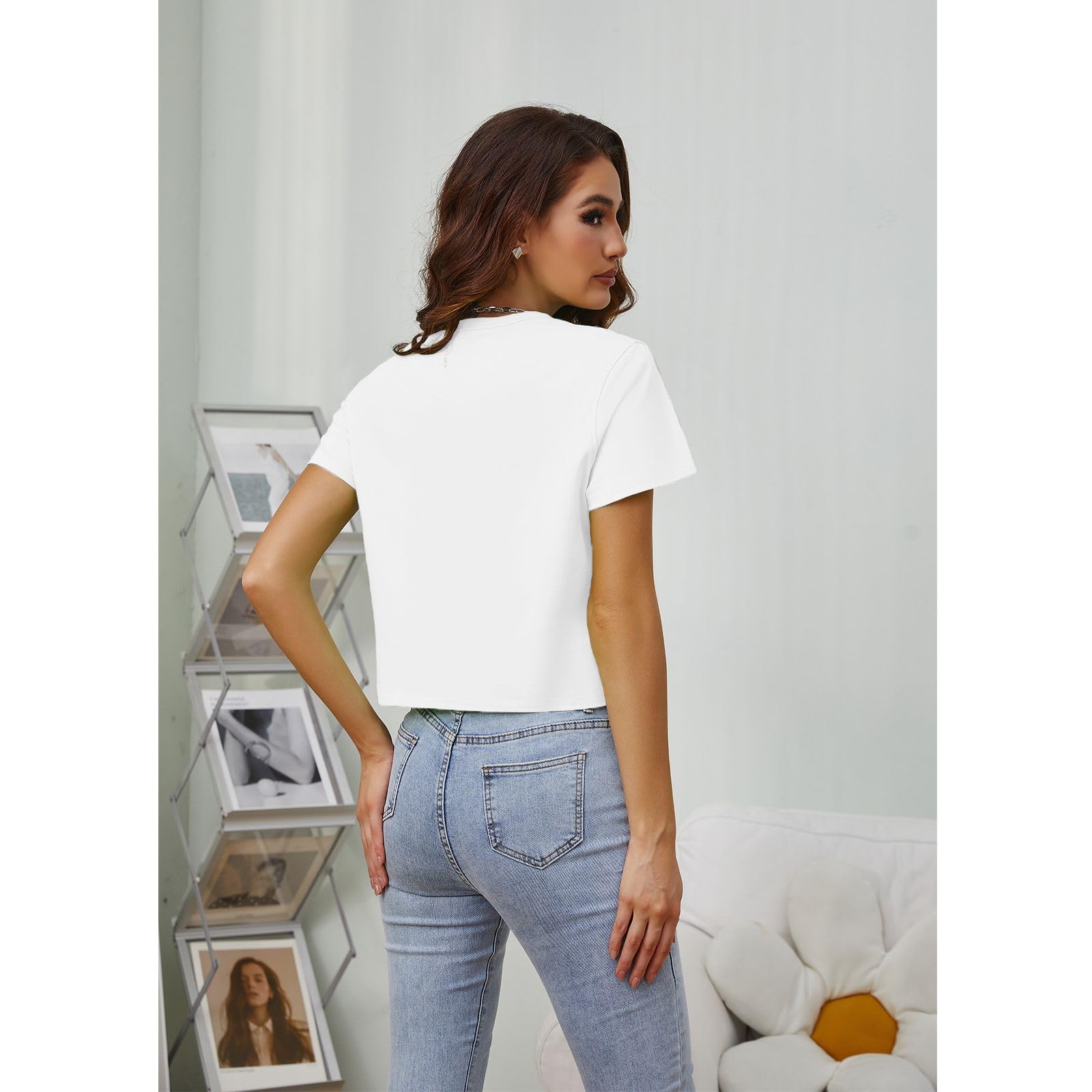 Women's Cotton T-Shirts - Loose Fit Casual Crewneck Basic Tee, Short Sleeve Crop Top for Workout & Everyday Wear | Comfortable Summer Fashion