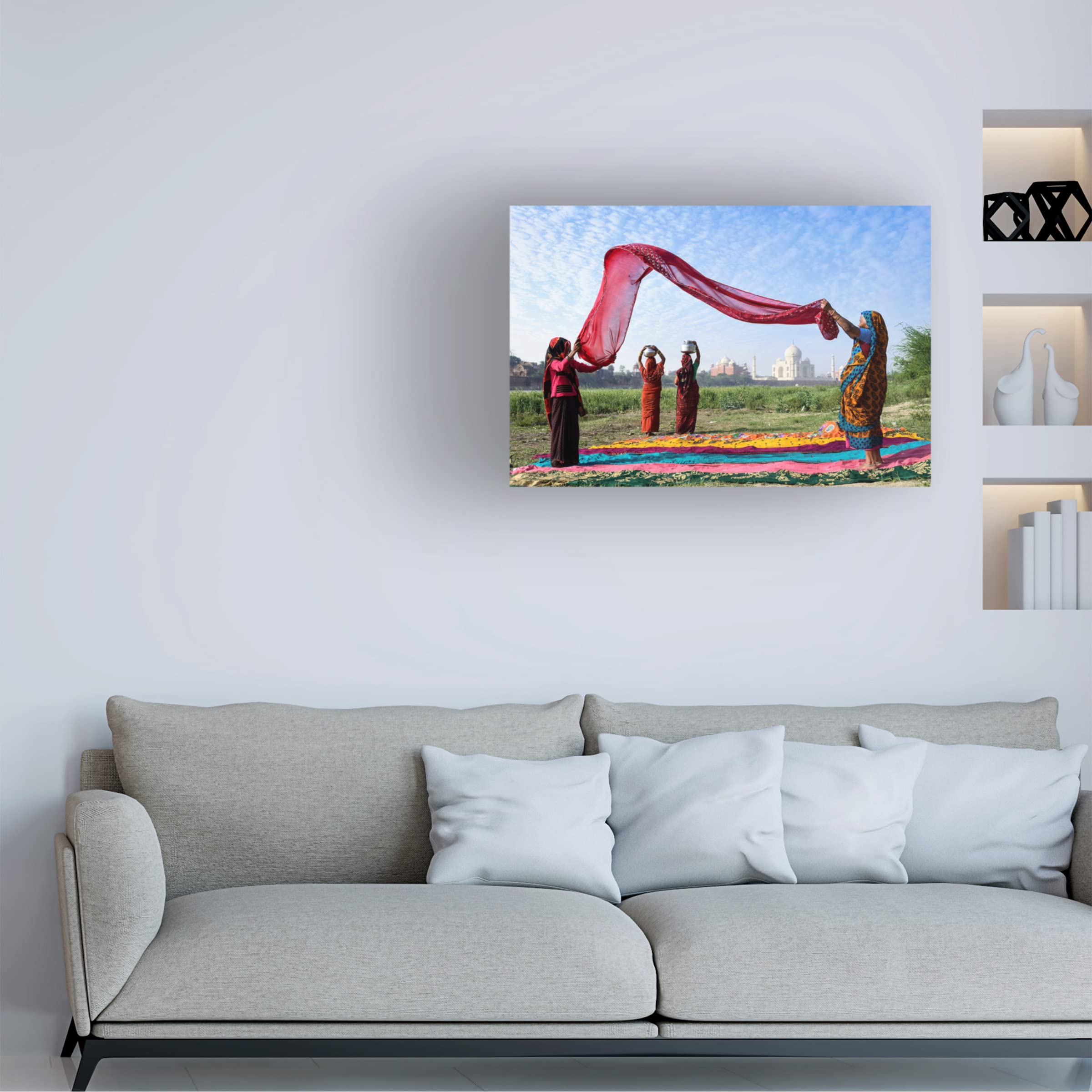 Trademark Fine Art 'Morning Chore' Canvas Wall Art by Vichaya - Farmhouse Kitchen Decor, Countryside Living Room Painting, Rustic Home Décor