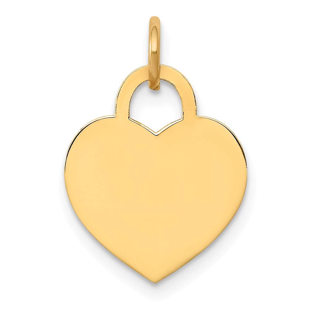 14K Yellow Gold Engravable Heart Charm for Necklace - Personalized Gift for Women, Mom, Wife - Elegant Jewelry for Valentine's Day, Anniversary & Special Occasions