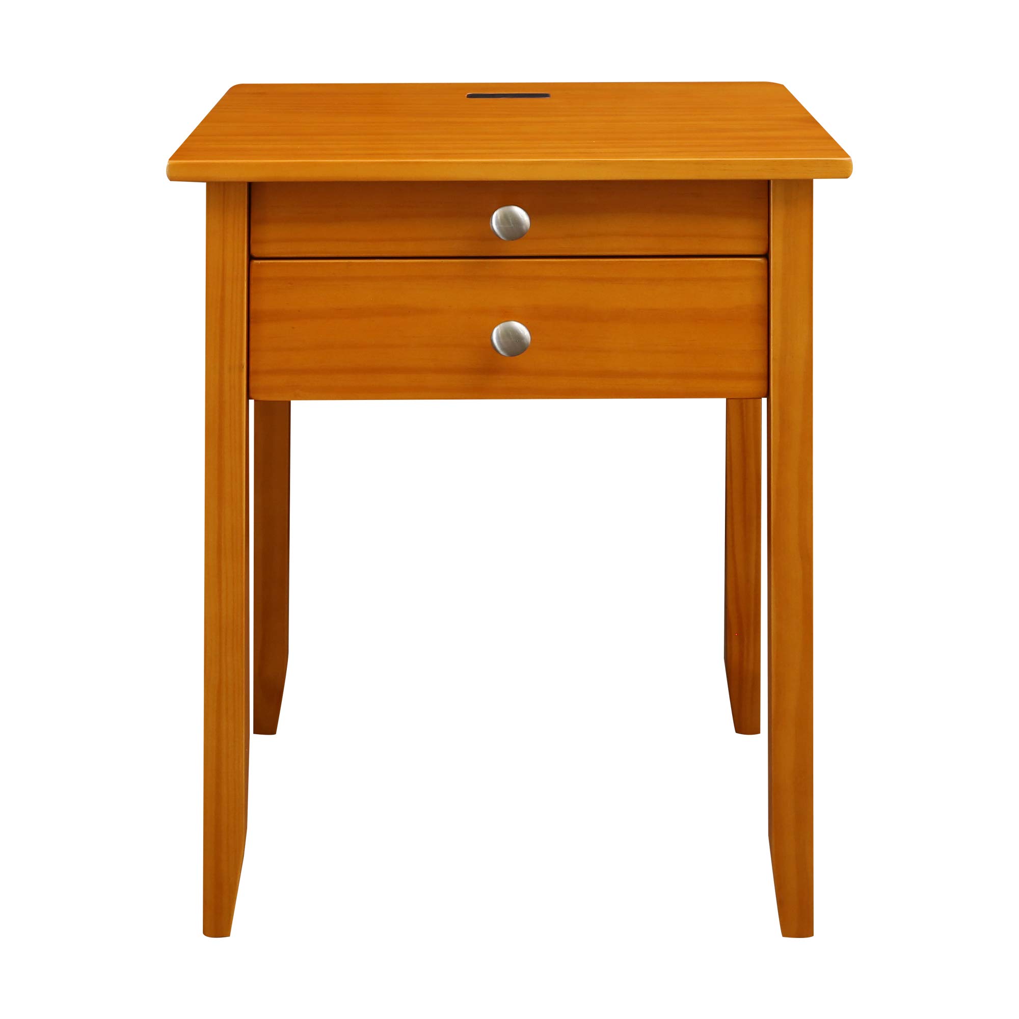 Casual Home Lucia Nightstand with USB Port in Honey Oak Finish - Perfect for Bedrooms, Guest Rooms & Small Spaces